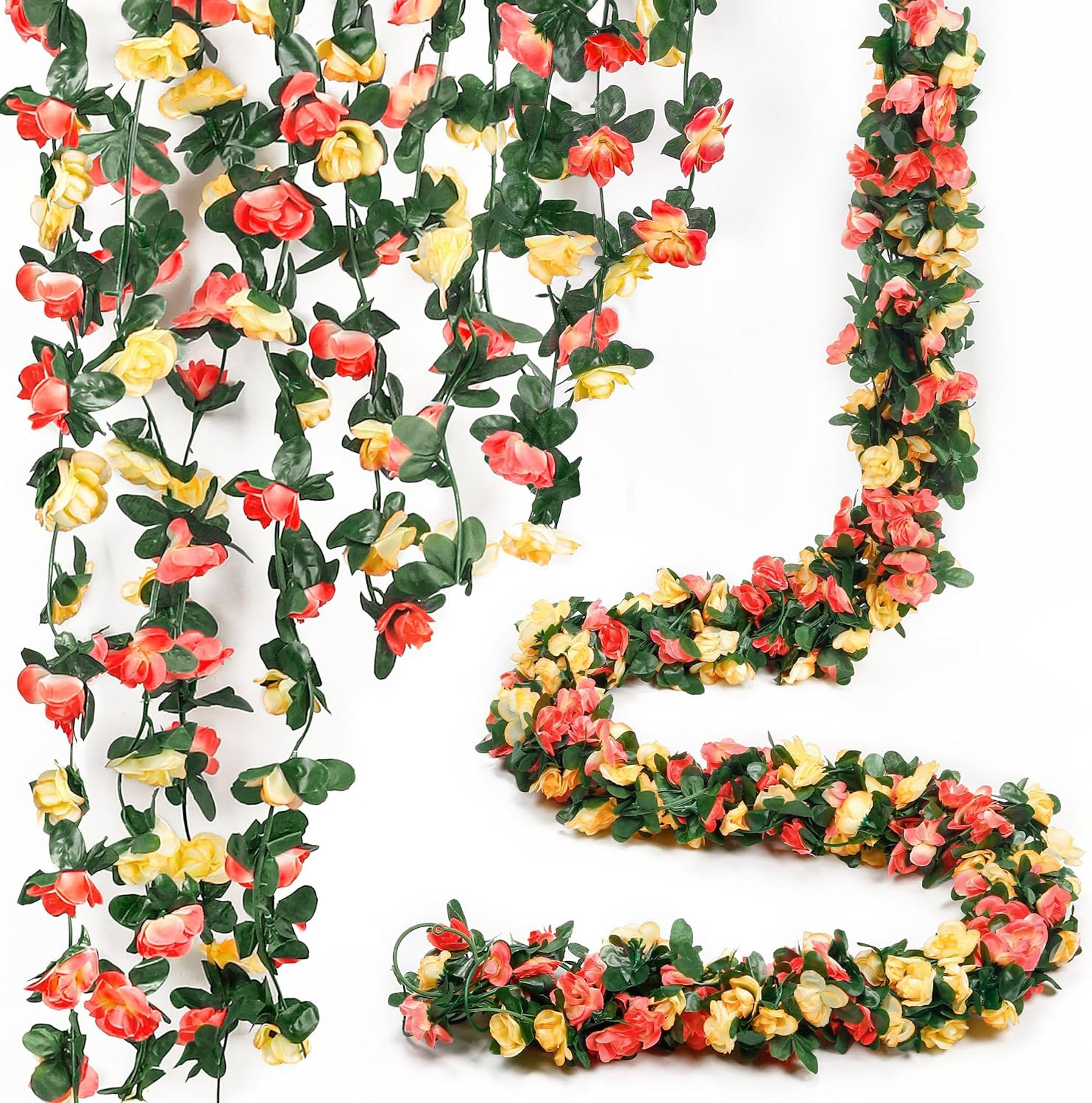5Pcs 41FT Flower Garland Artificial Rose Arch Vines Fake Spring Floral Garland f