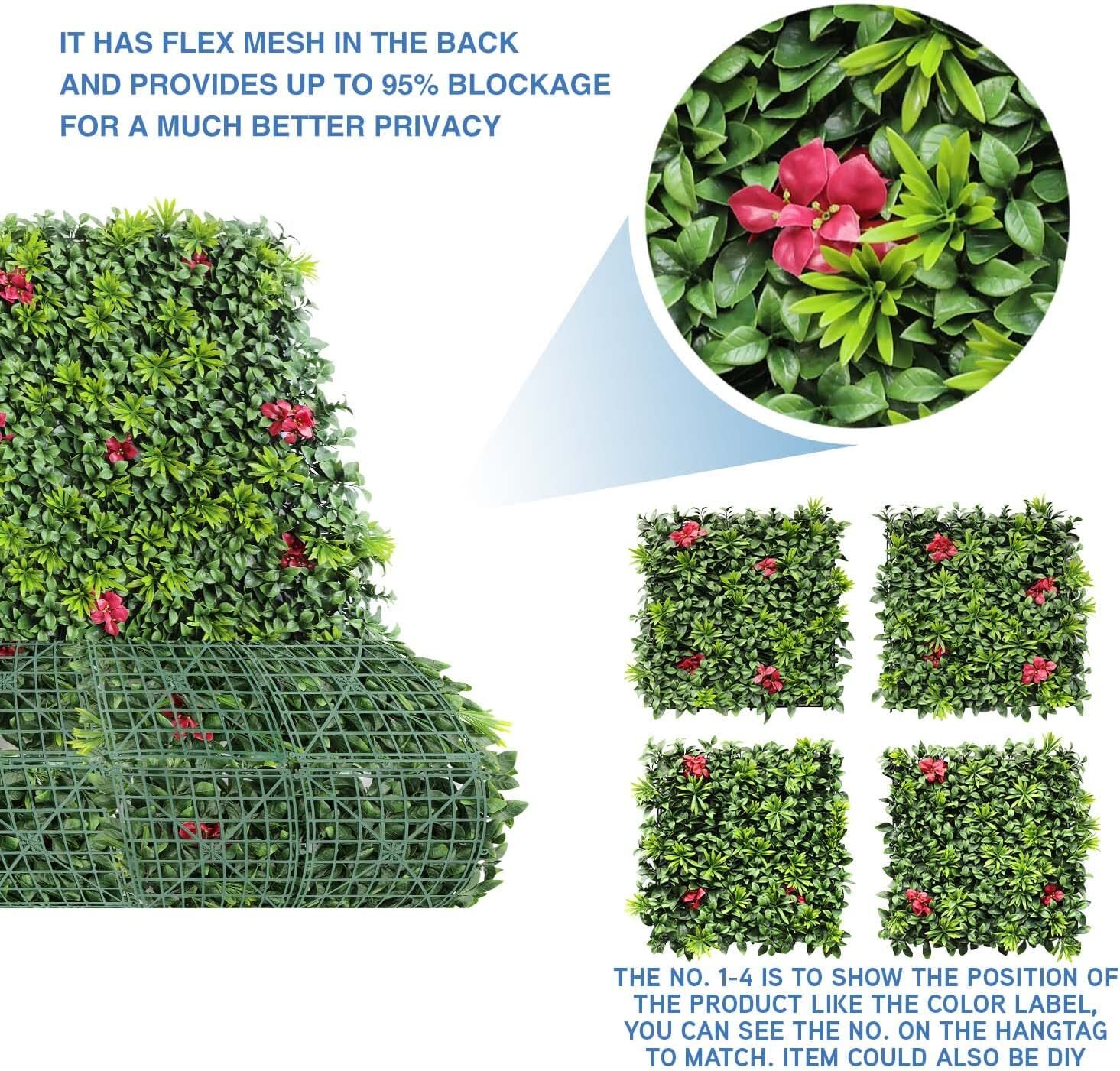 40″x 40″ Artificial 3D Faux Ivy Fence Mixed Panel Mat Wall Fence Hedge Decor #01