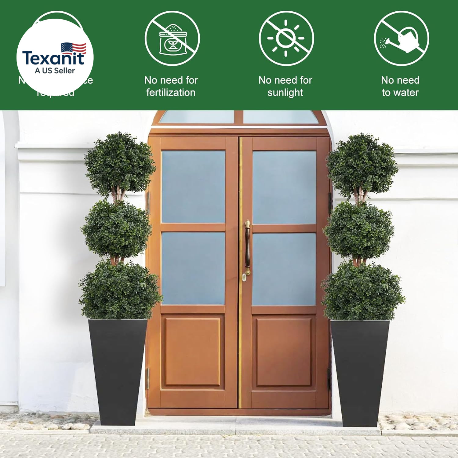 Artificial Topiaries Ball Tree Outdoor, 4.8Ft Fake Topiary Triple Ball Boxwood T