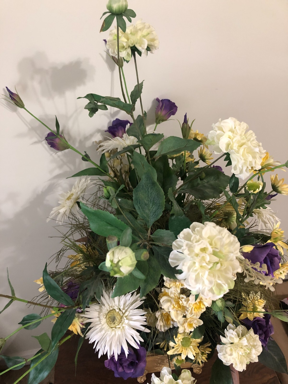 31″ Elegant Purple & Gold Faux Floral Arrangement