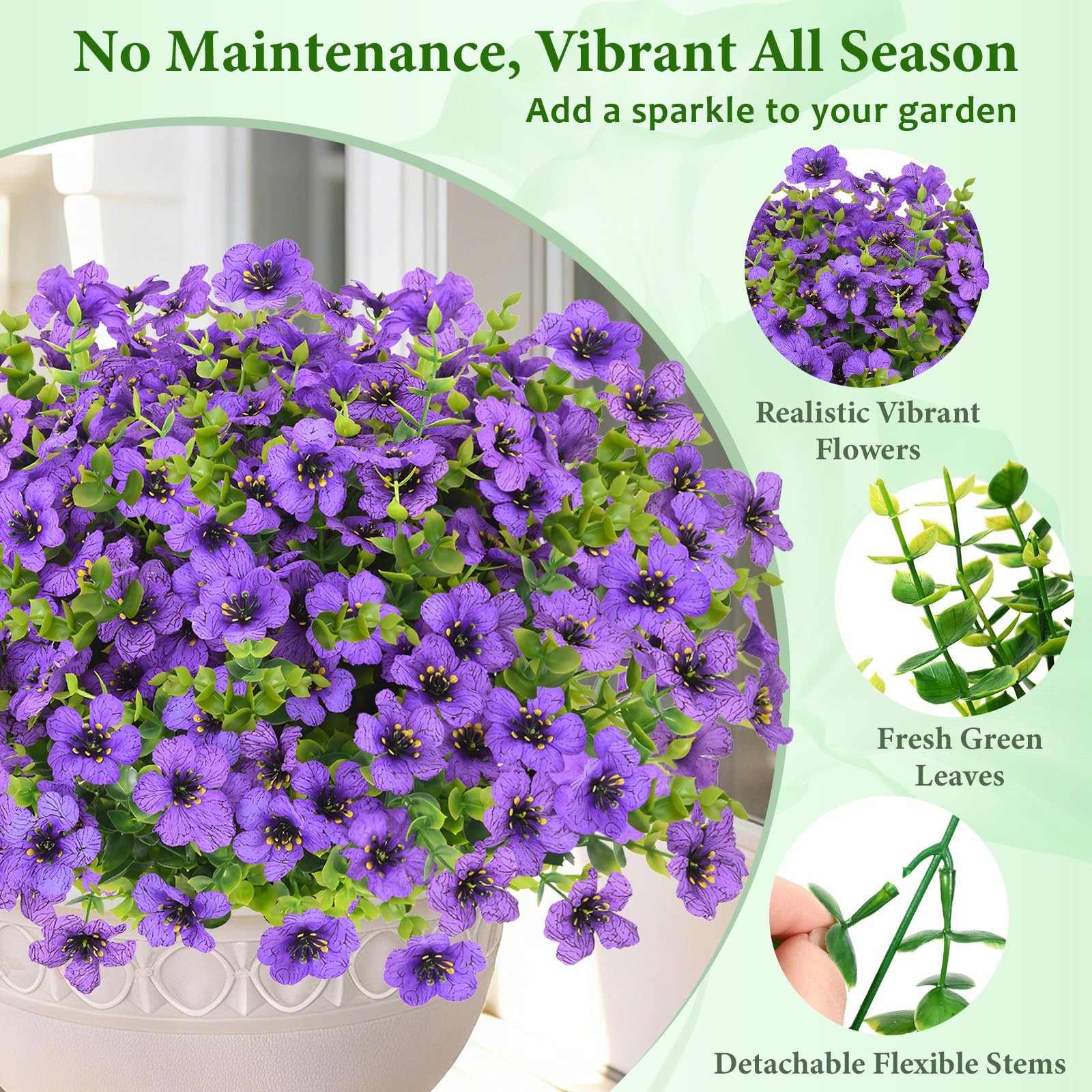 Artificial Flowers for Outdoors, 9 Bundles Artificial Plants & Flowers Outdoo…