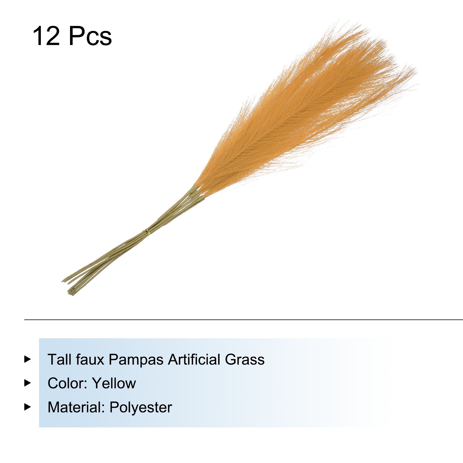 12 Pcs Yellow Faux Pampas Grass 21″ Fake Pampas Artificial Pampas Grass