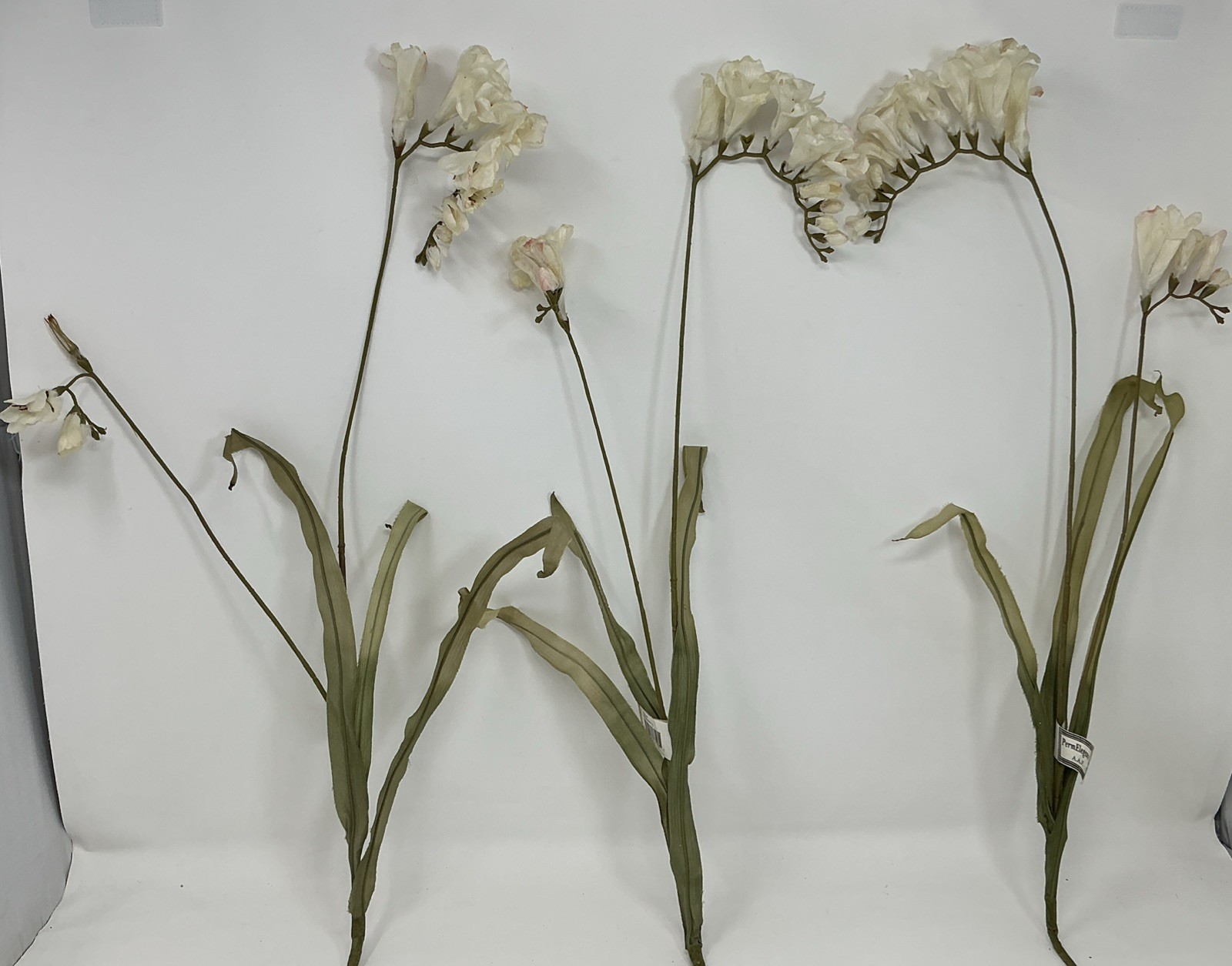 Freesia Spray Floral Pick 30” Long White w Pink Ends 3 Picks Vase Filler NOS