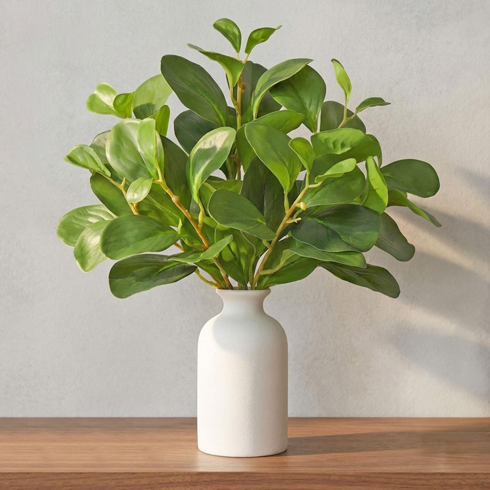 14.5″ Artificial Small Potted Plants Faux Eucalyptus Stems with Ceramic Vase …