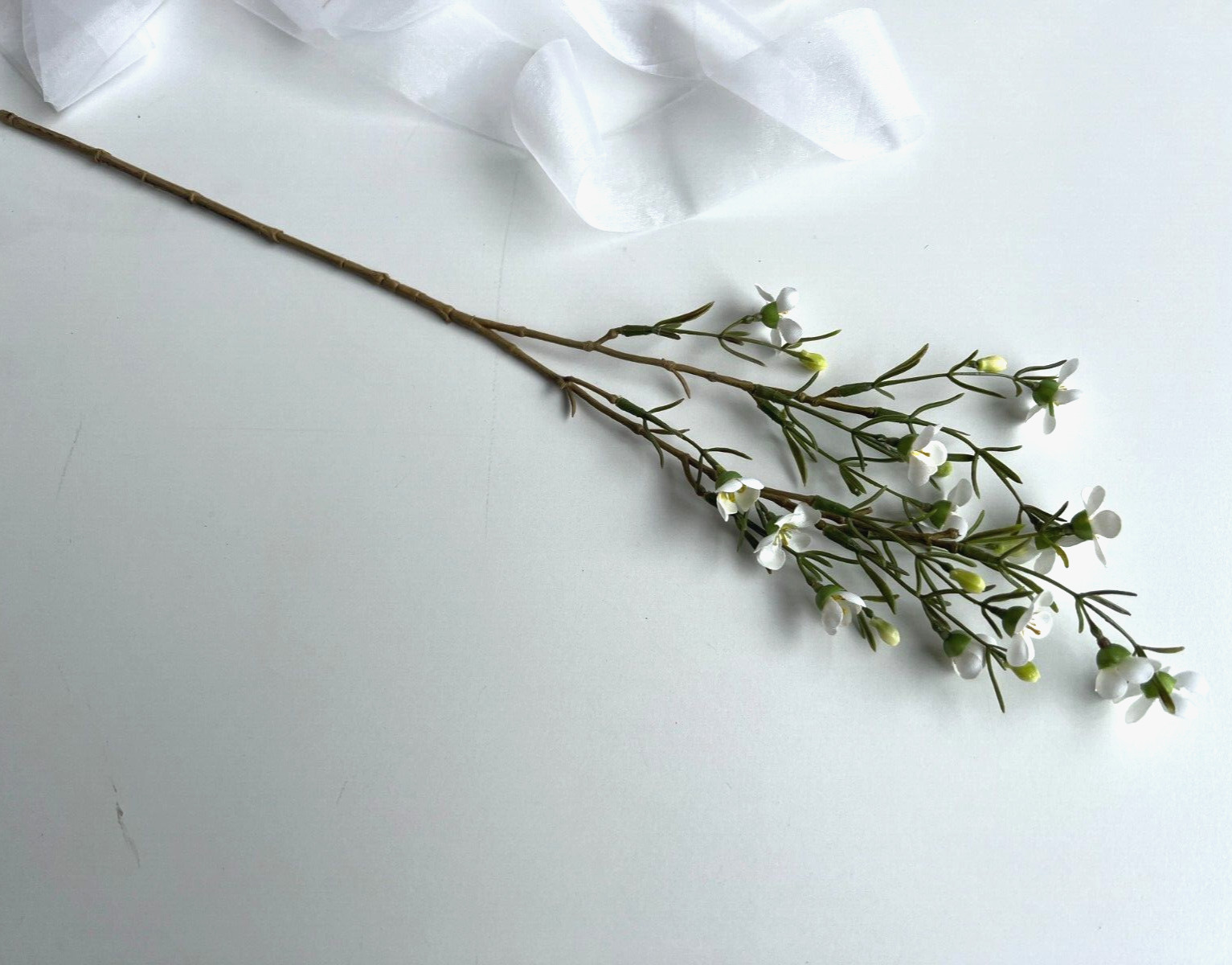 Australian Native Flowers Wax Flower Geraldton Wax Spray White Faux Silk Stem