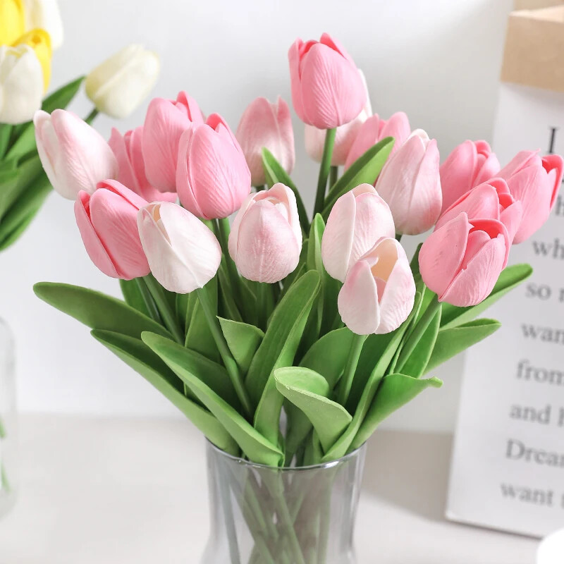 New 5/10Pieces Of Artificial Plant Tulip Soft Pole Room Dining Table Decoration