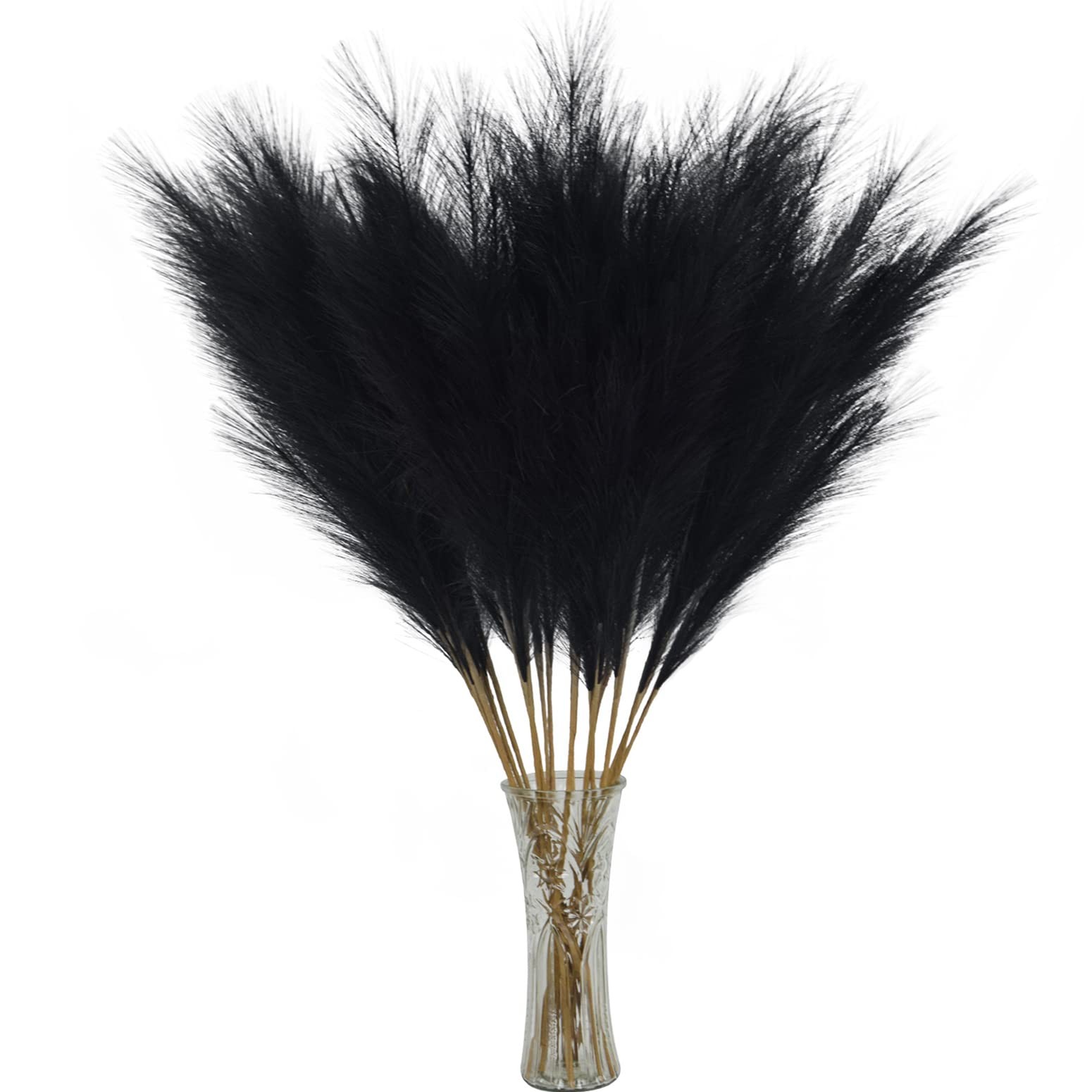 8 PCS 38″ Tall Faux Pampas Grass for Floor Vase Boho Home Decor (Black)