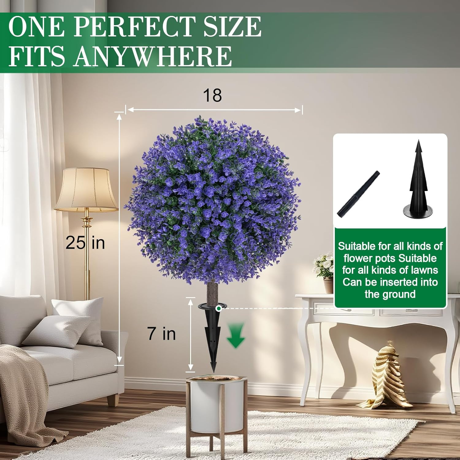 Set of 2 UV Resistant Purple Topiary Balls for Outdoor Garden Decor