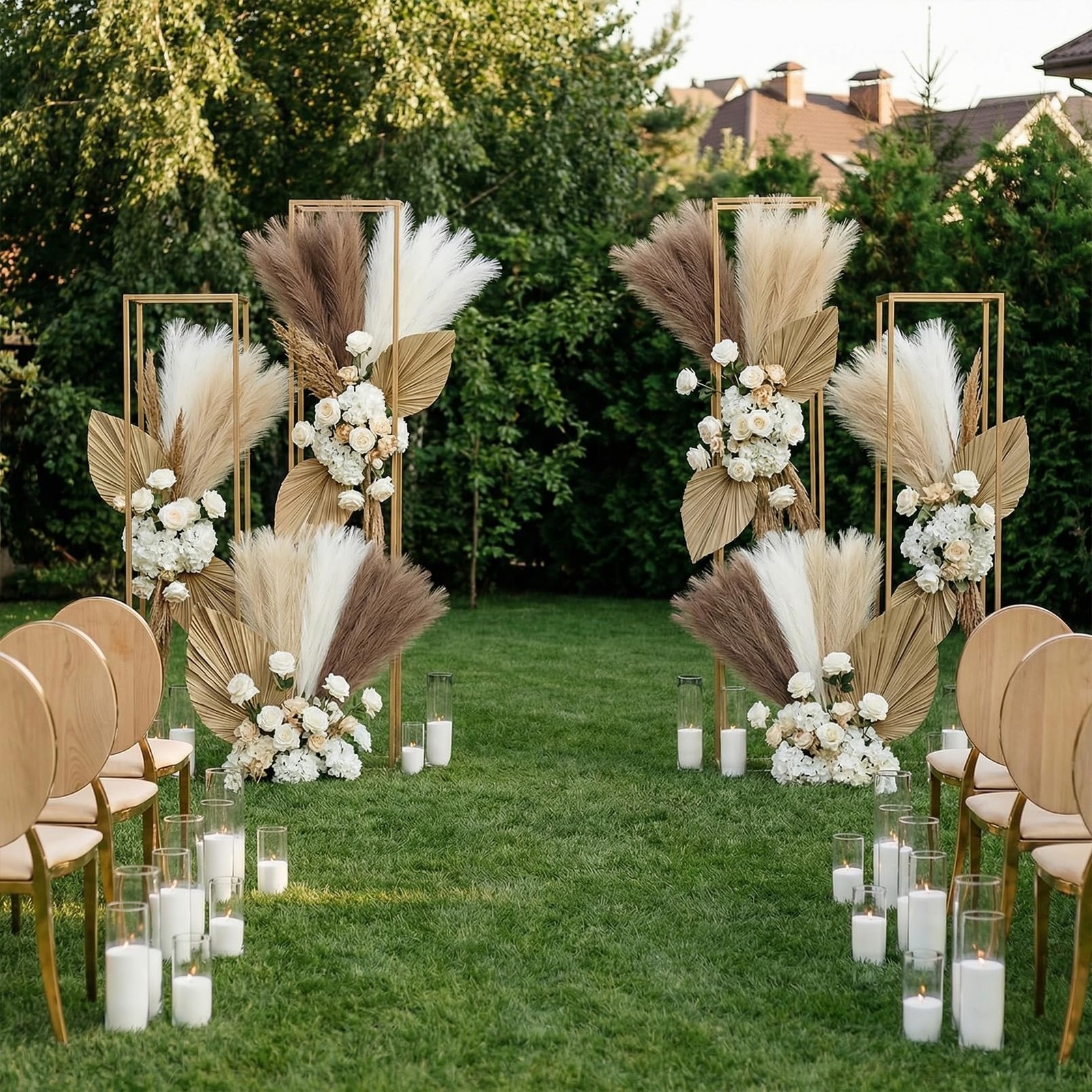 Faux Pampas Grass 9 Bunches 45 Stems 17.3 Inch Pampas Grass Decor 3 Colors Mi…