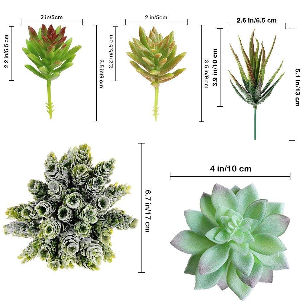 Winlyn 6 Pcs Unpotted Fake Succulents Assorted Faux Succulent in Different Gr…