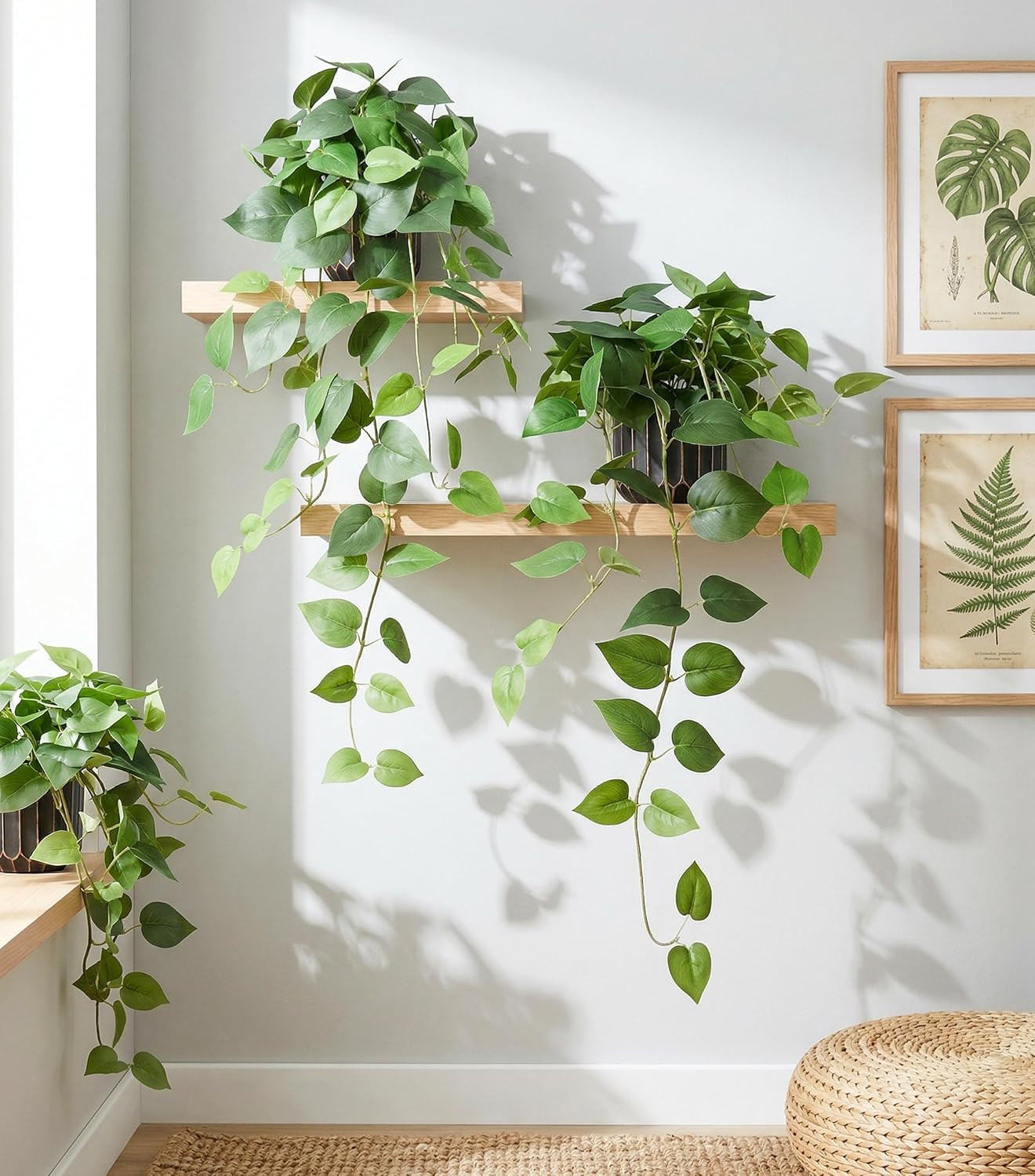 2 Pcs Faux Pothos Plants – Realistic Indoor Hanging Decor for Home & Office