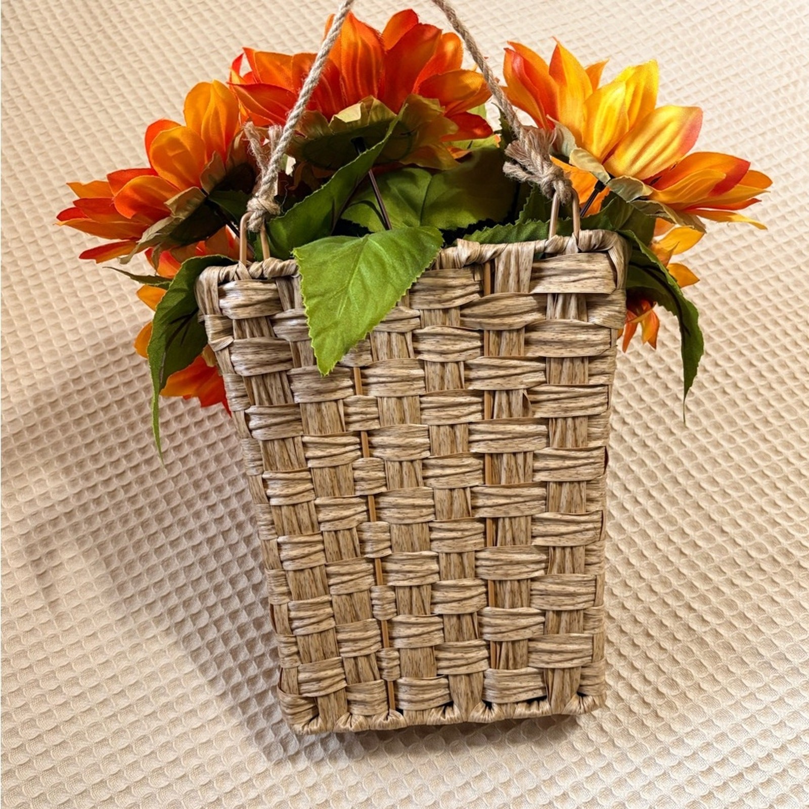 Martha Stewart Faux Sunflower Basket Arrangement in Orange and Green