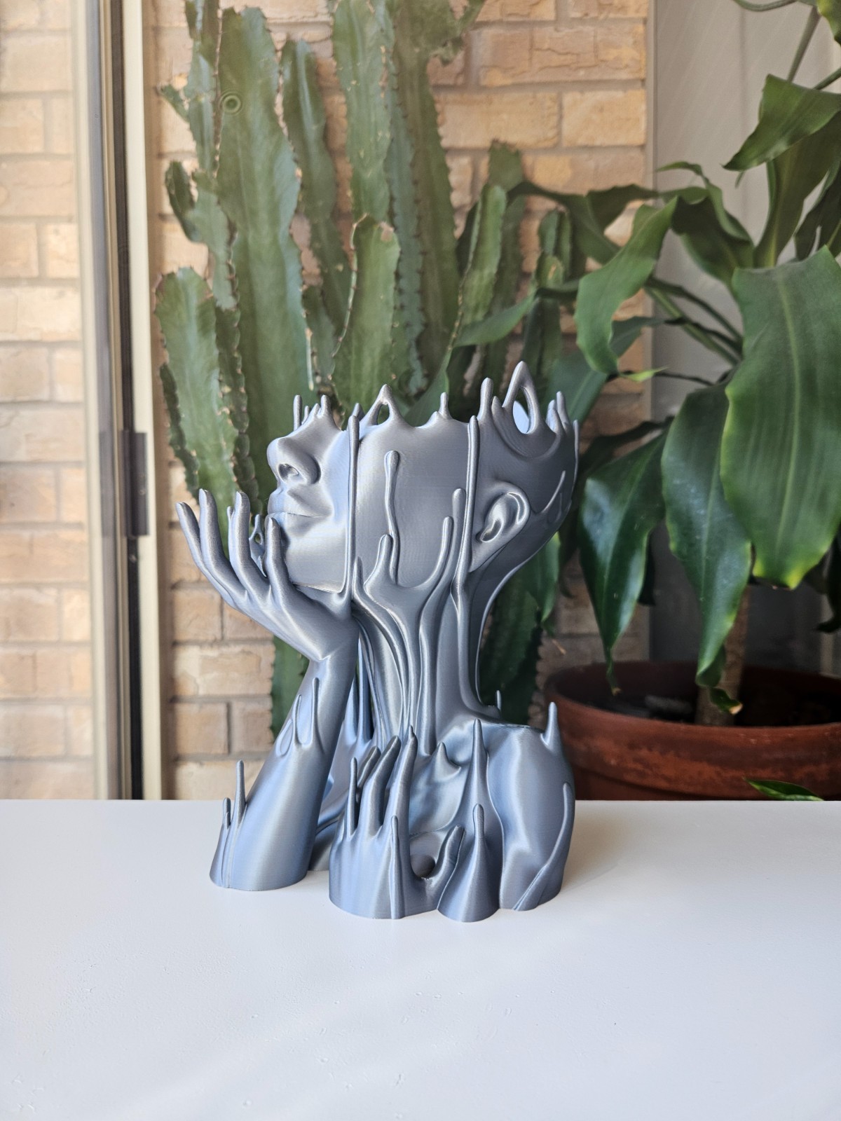 Melted Woman Head Planter 3D Printed Face Pot for Indoor Plants Mini Planter