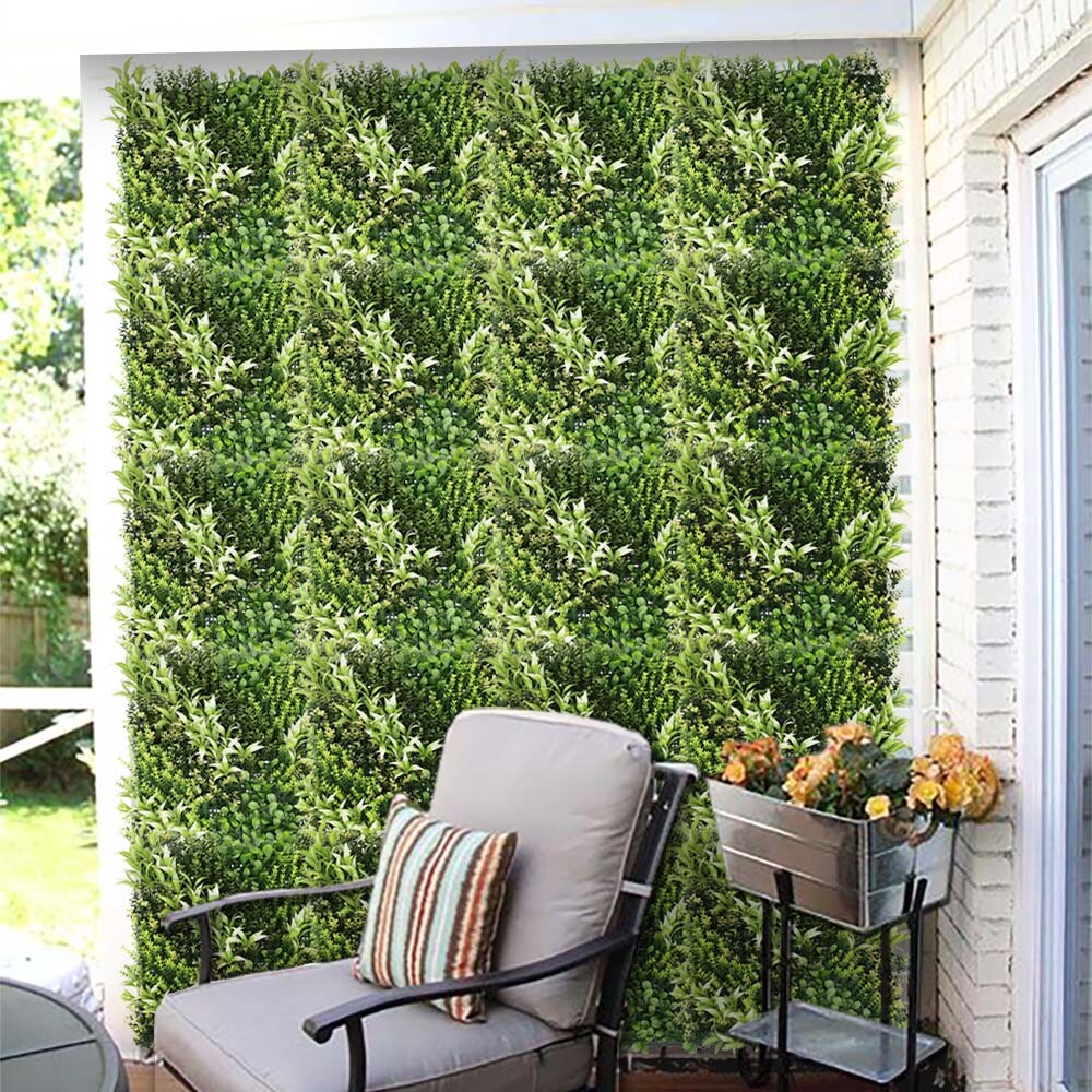 20″ Artificial Leaf Mat #13 3D Mixed Wall Hedge Decor Privacy Fence Panel Grass