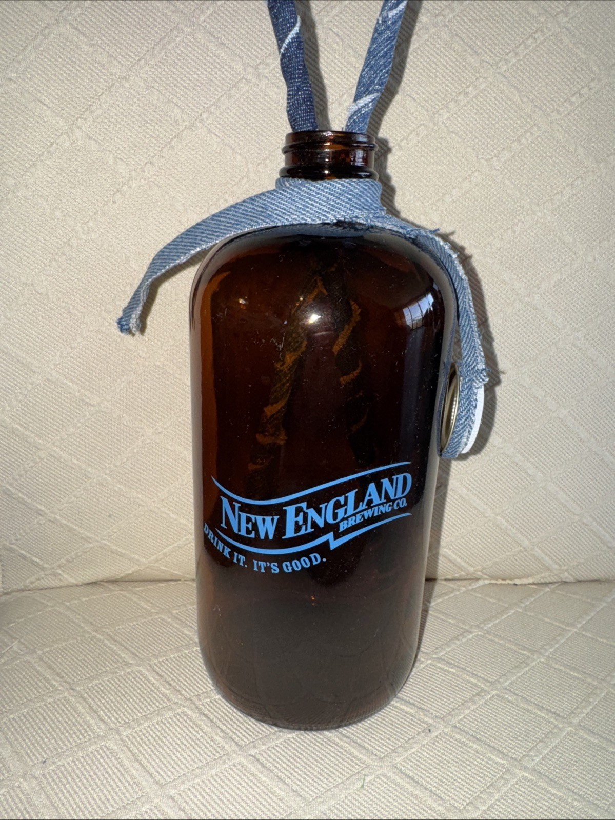 Handmade Denim Roses Flower 2nd Anniversary, Eco, New England Brewing Co Growler