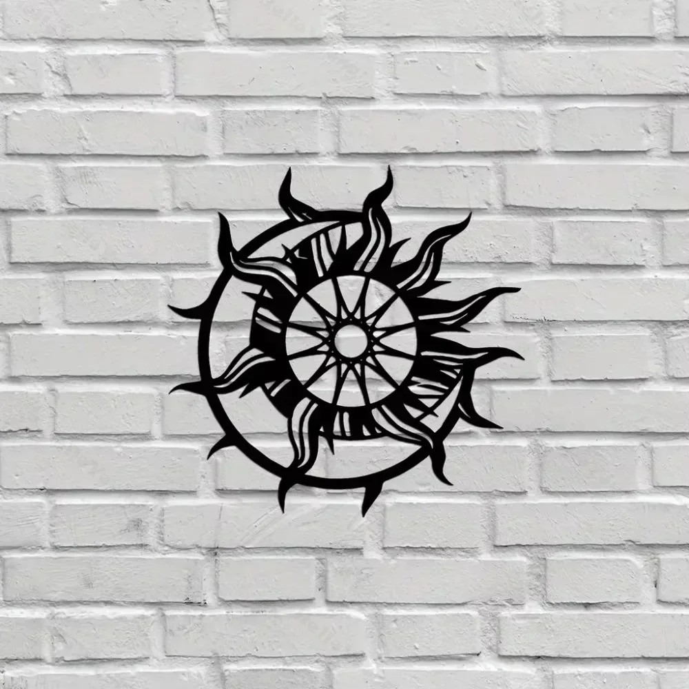 Modern Sun Metal Wall Art Hanging Interior Living Room Office Decor Masterpiece