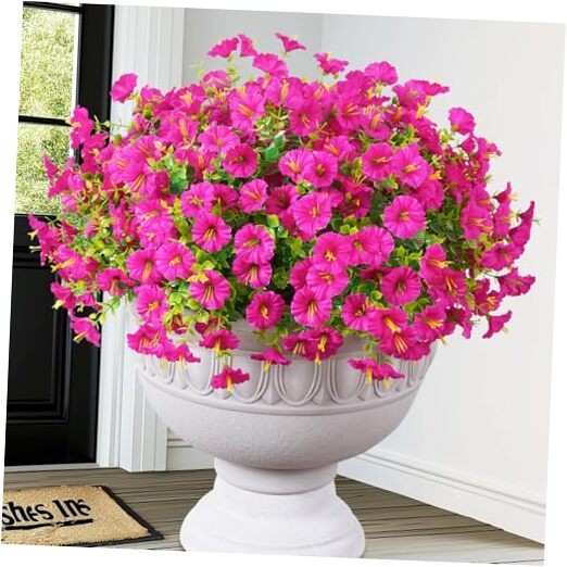 MARTINE MALL Look Real Artificial Flowers for Outdoors, 12 Bundles Fuchsia