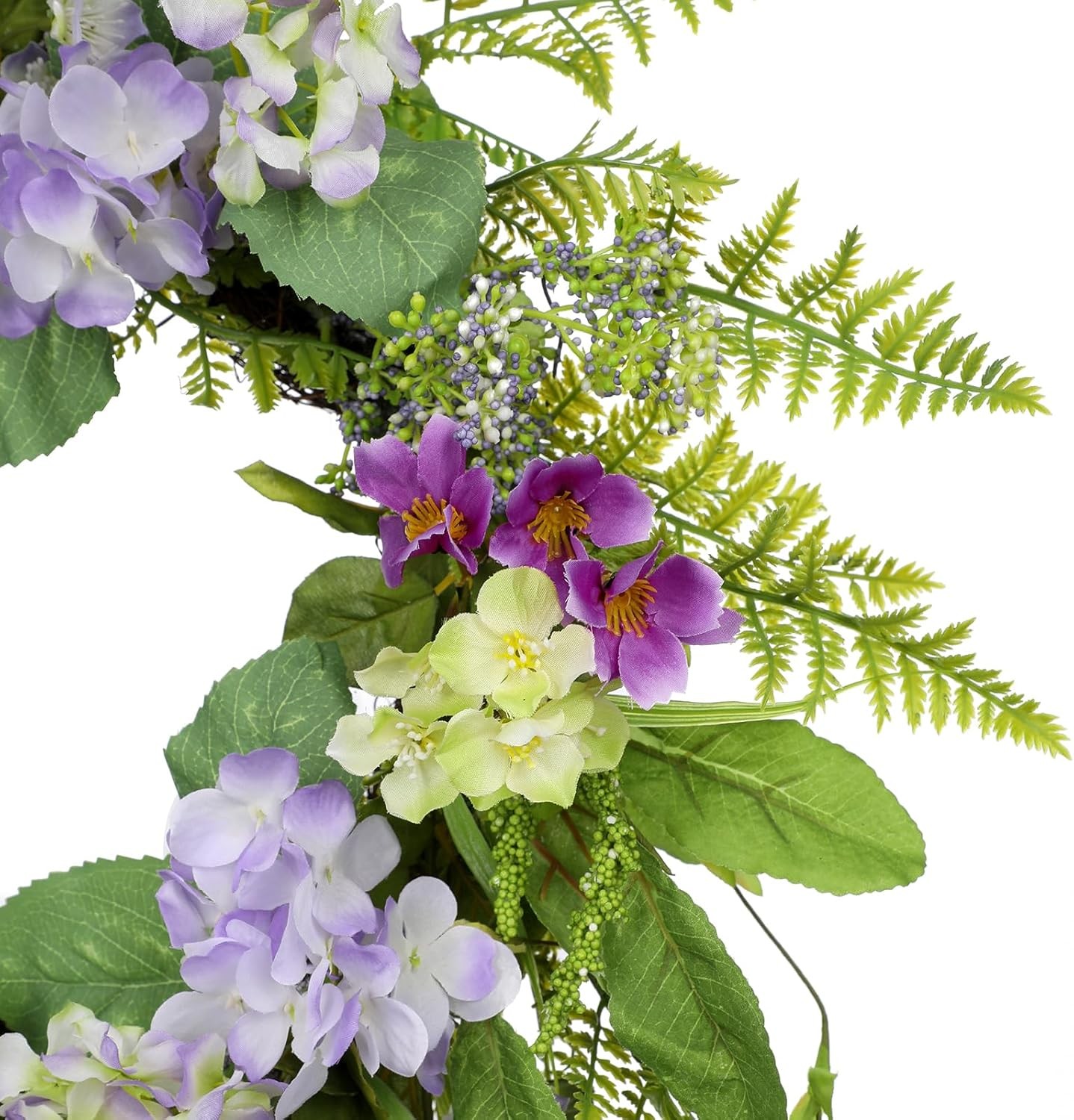 21.7” Purple Floral Spring Wreath for Front Door – Artificial Home Decor