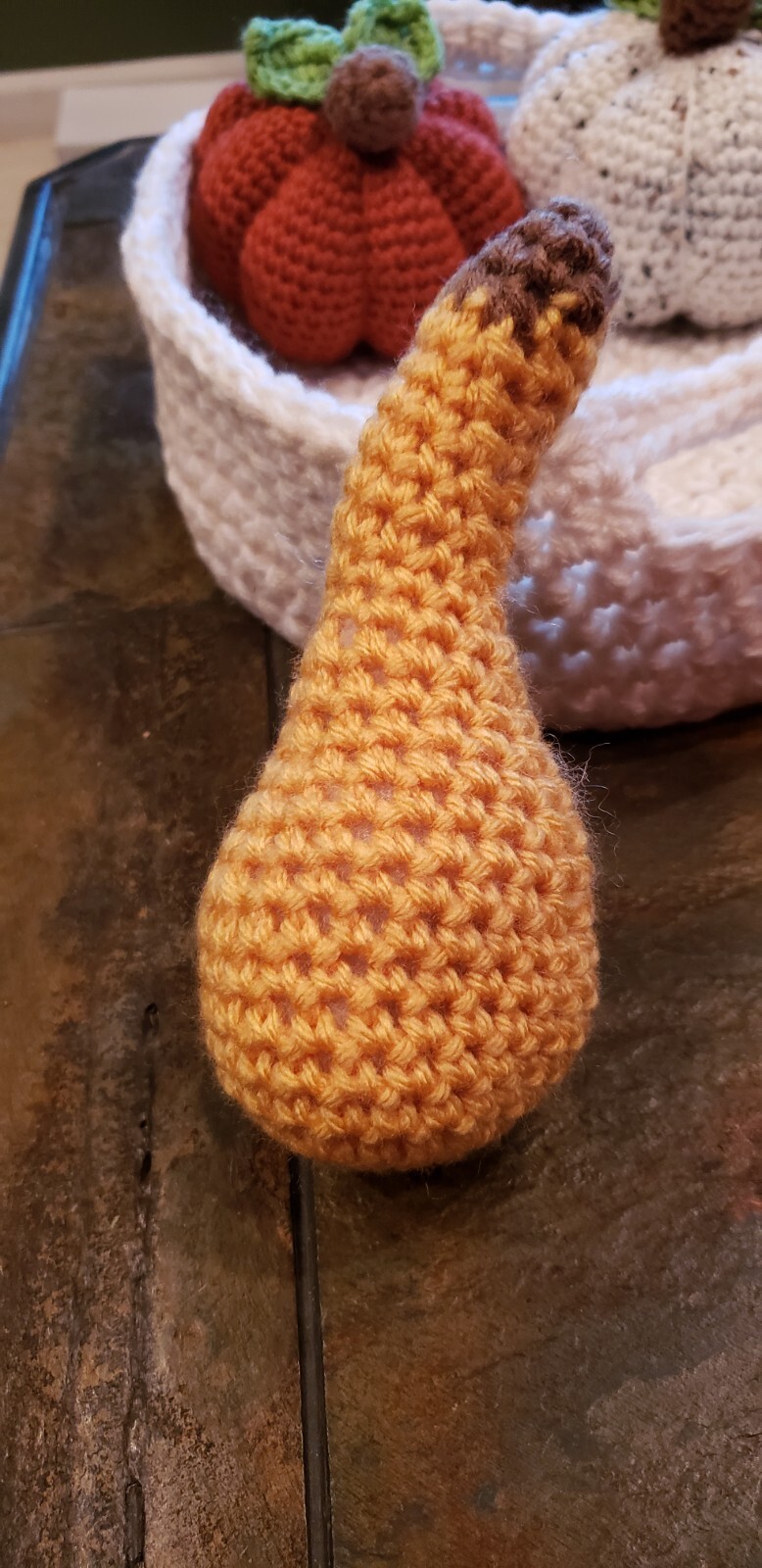 Crocheted Basket Pumpkins and Gourds Handmade Fall Decor 11 “X 11”