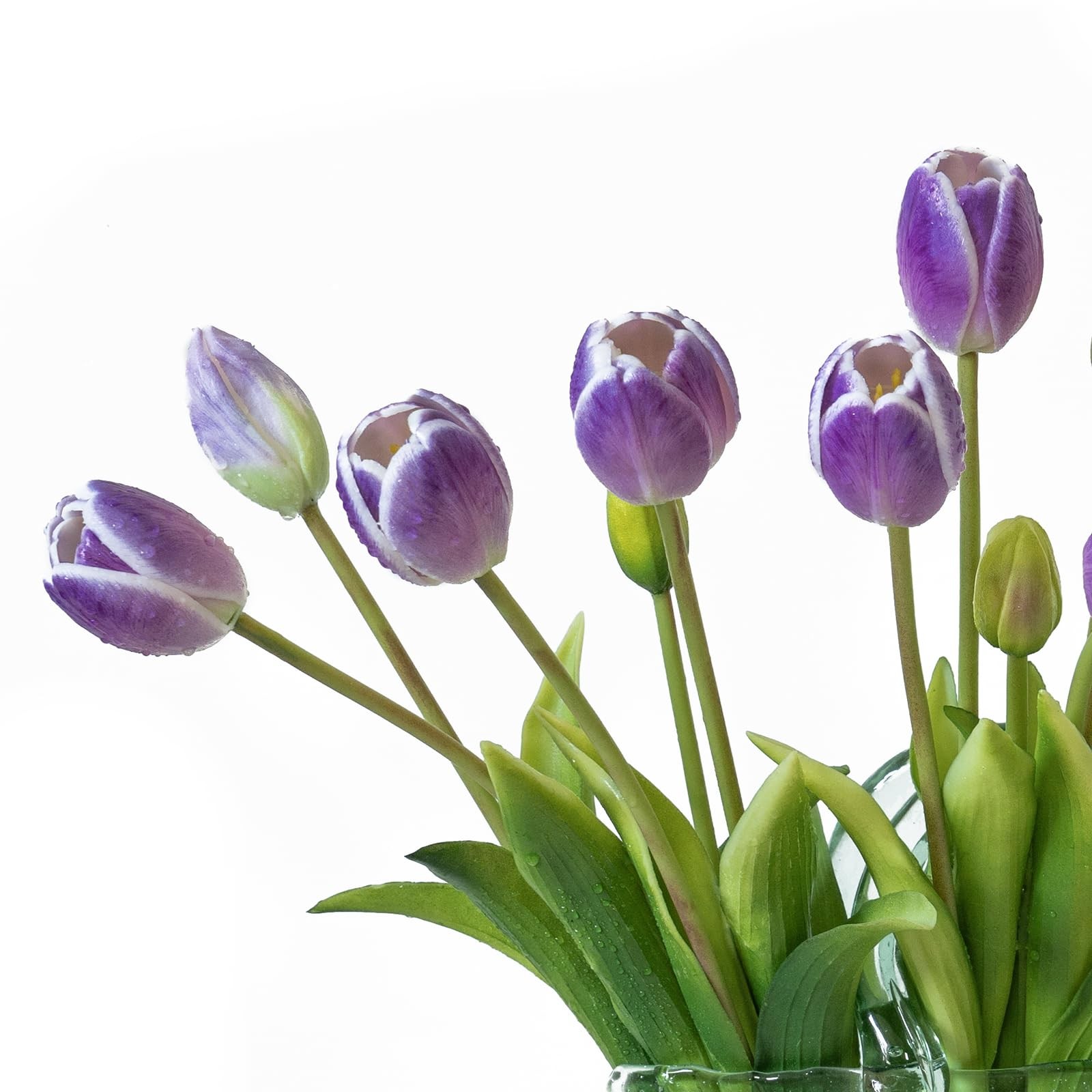 15 PCS Amethyst Artificial Tulips Real Touch Latex Bouquet Fake Flowers Decor
