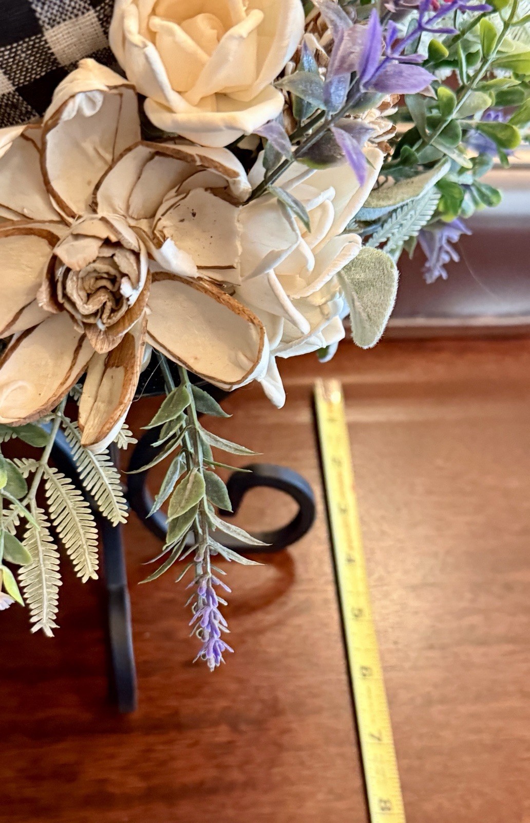 Handmade Whimsical Straw Owl Floral Arrangement Centerpiece Rustic Scroll Stand
