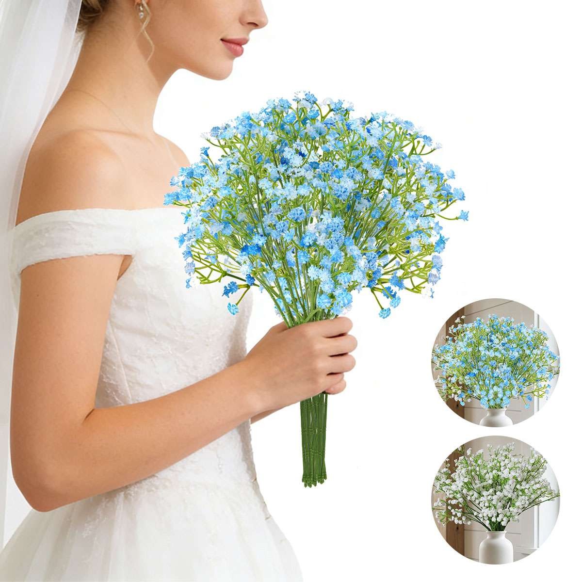 6Pcs Babys Breath Artificial Flowers Fake Babys Breath Flower for Wedding Floral