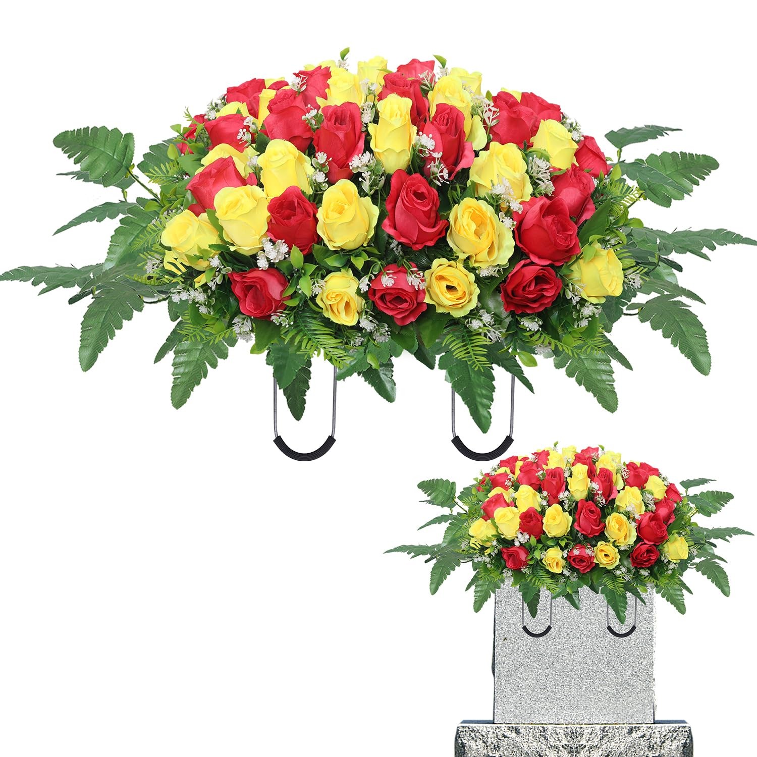 Artificial Cemetery Flowers Saddle,Cemetery Grave Decoration Headstone Flower…