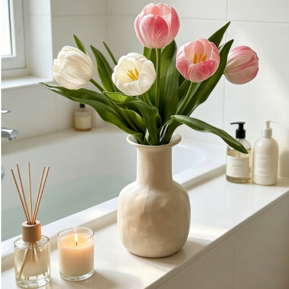 Realistic Looking Silk Tulips for Contemporary For Home Decoration Setup