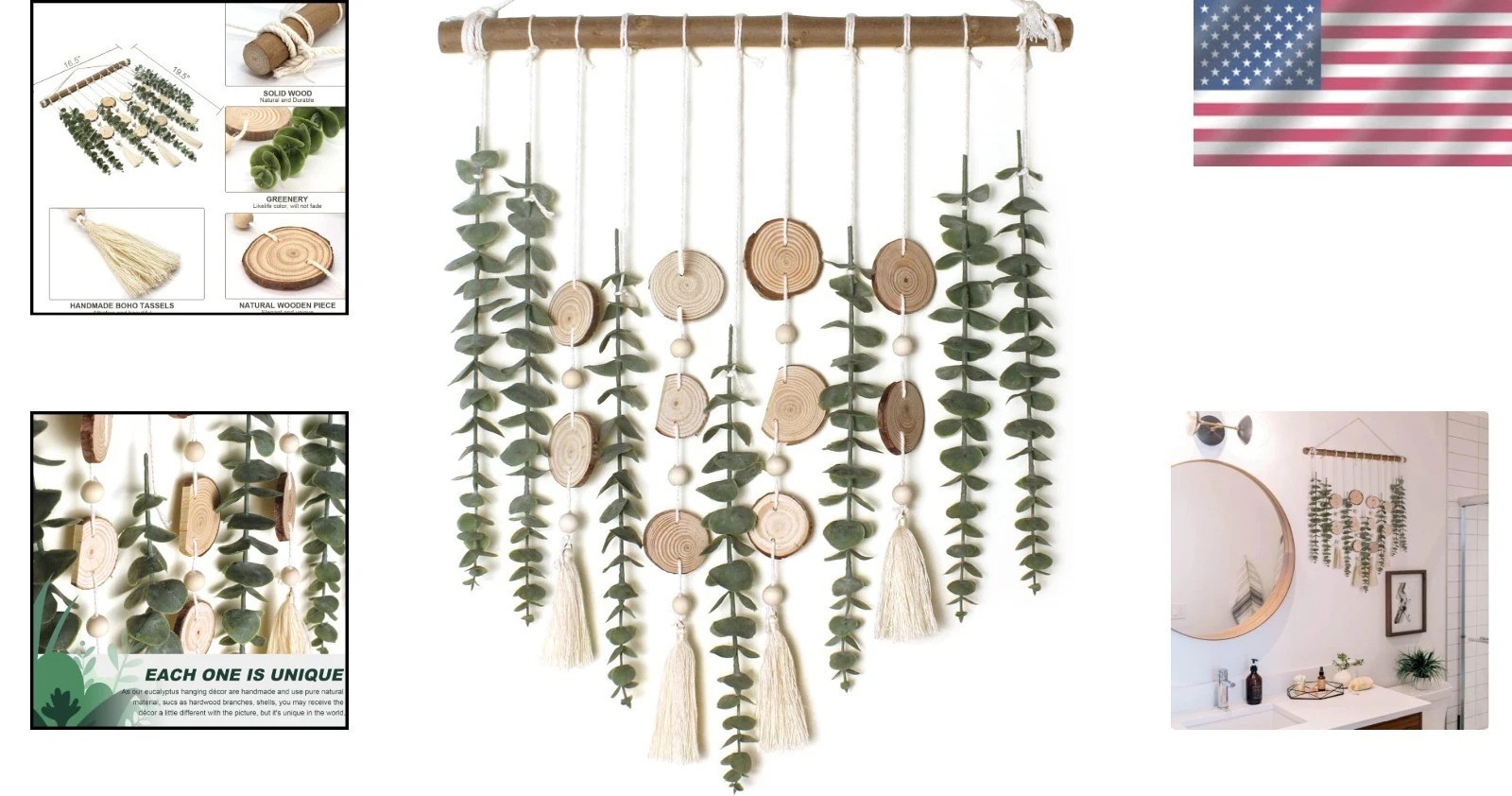 Sage Green Eucalyptus Wall Decor – Handcrafted Botanical Art on Wood Stick