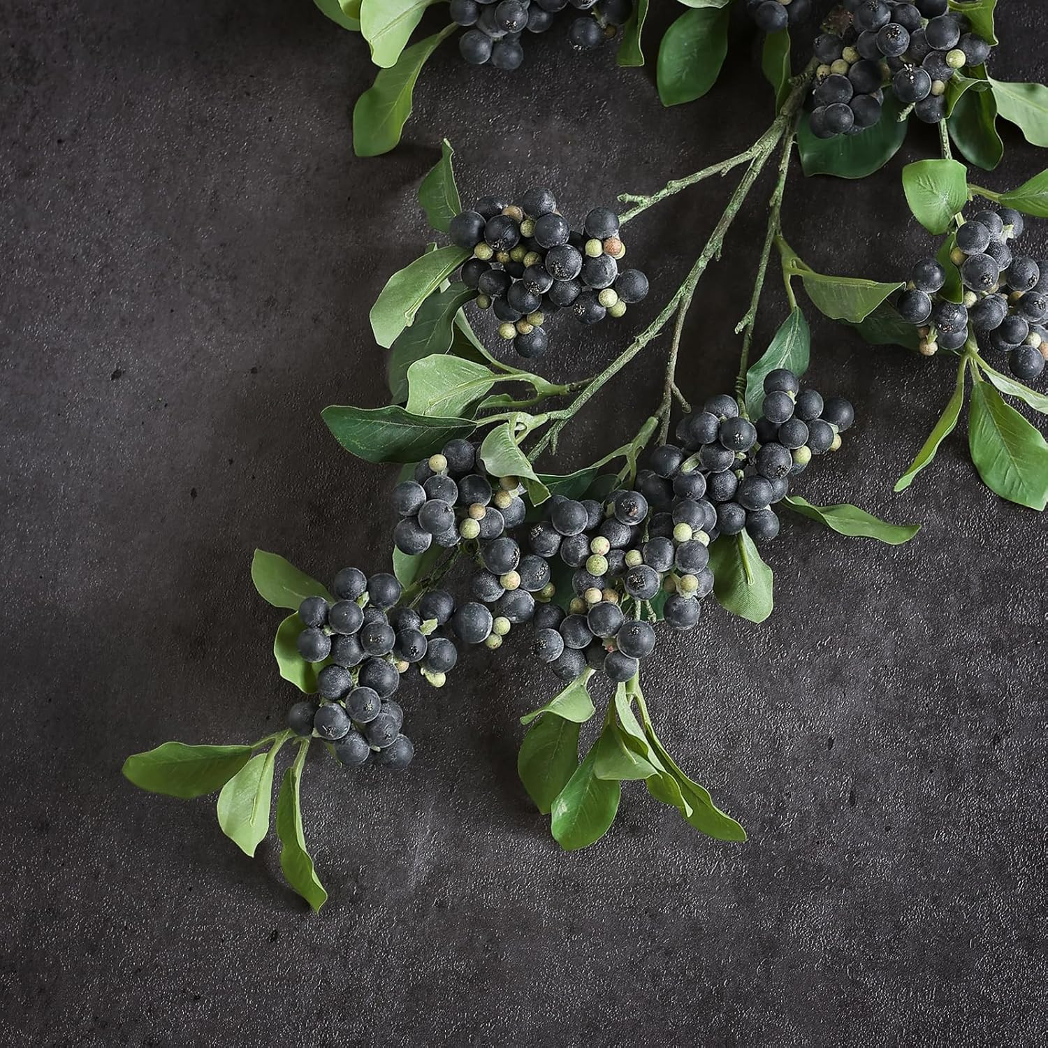 8Pcs 33″Artificial Blueberry Stems, Faux Blueberries Fruit Branch(Blue) | DIY Bo
