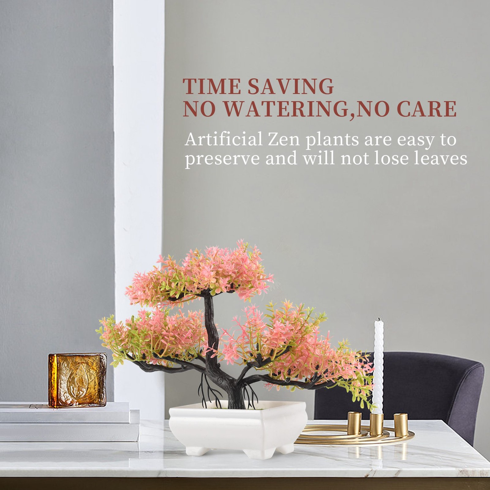 Artificial Plants Bonsai Small Tree Pot Fake Plant Flowers Potted Faux8285