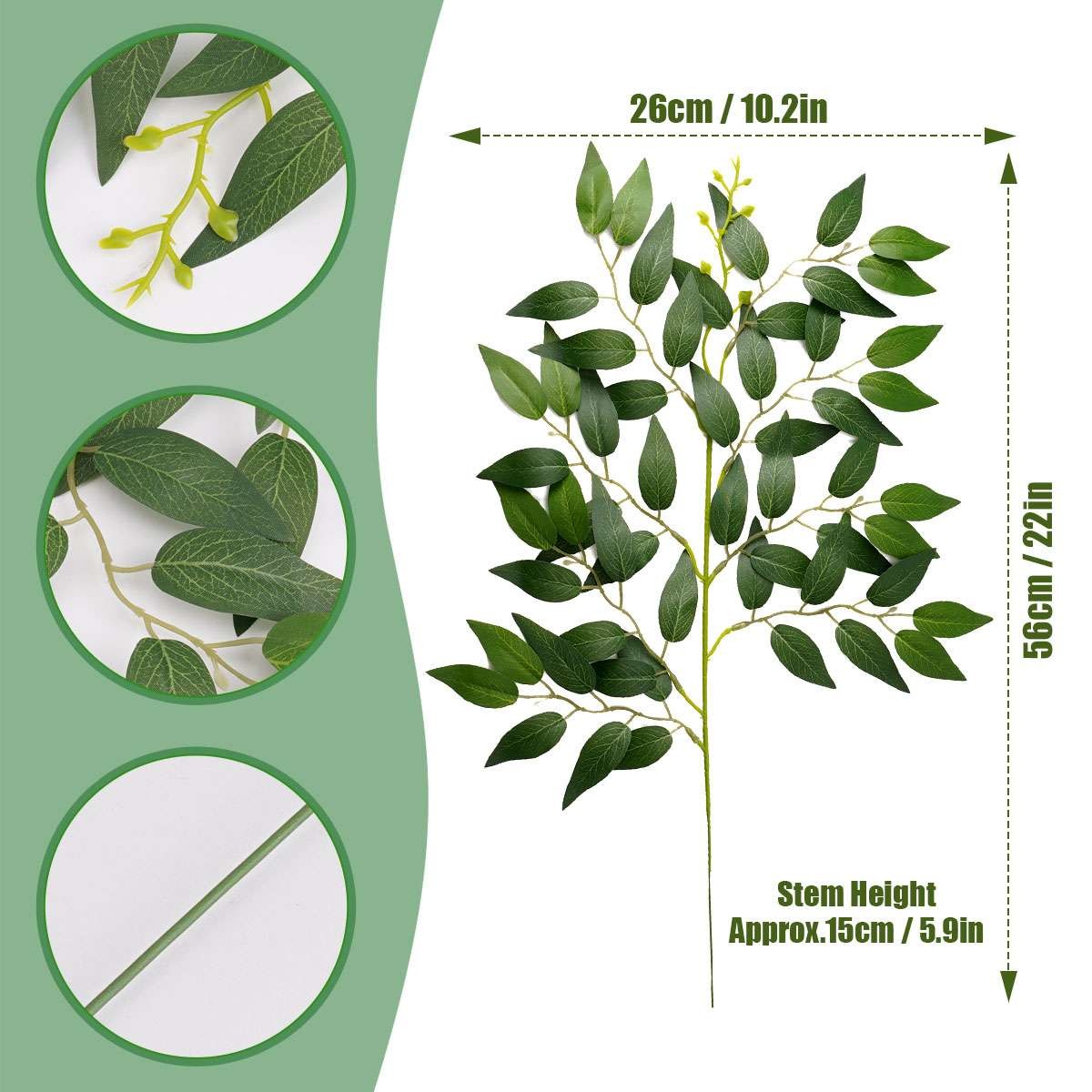 1/2/5/10pc Artificial Italian Ruscus Greenery Stems Faux Green Leaf Garden Decor