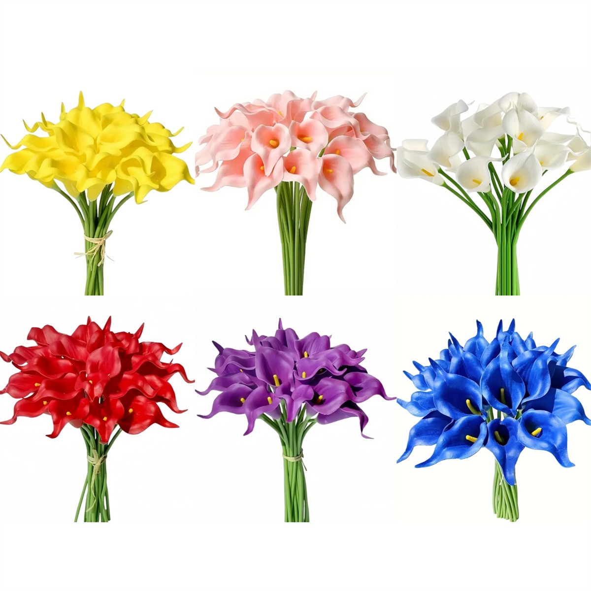 PU Faux Calla Lily Flowers Set of 10 for Wedding and Floral Arrangements