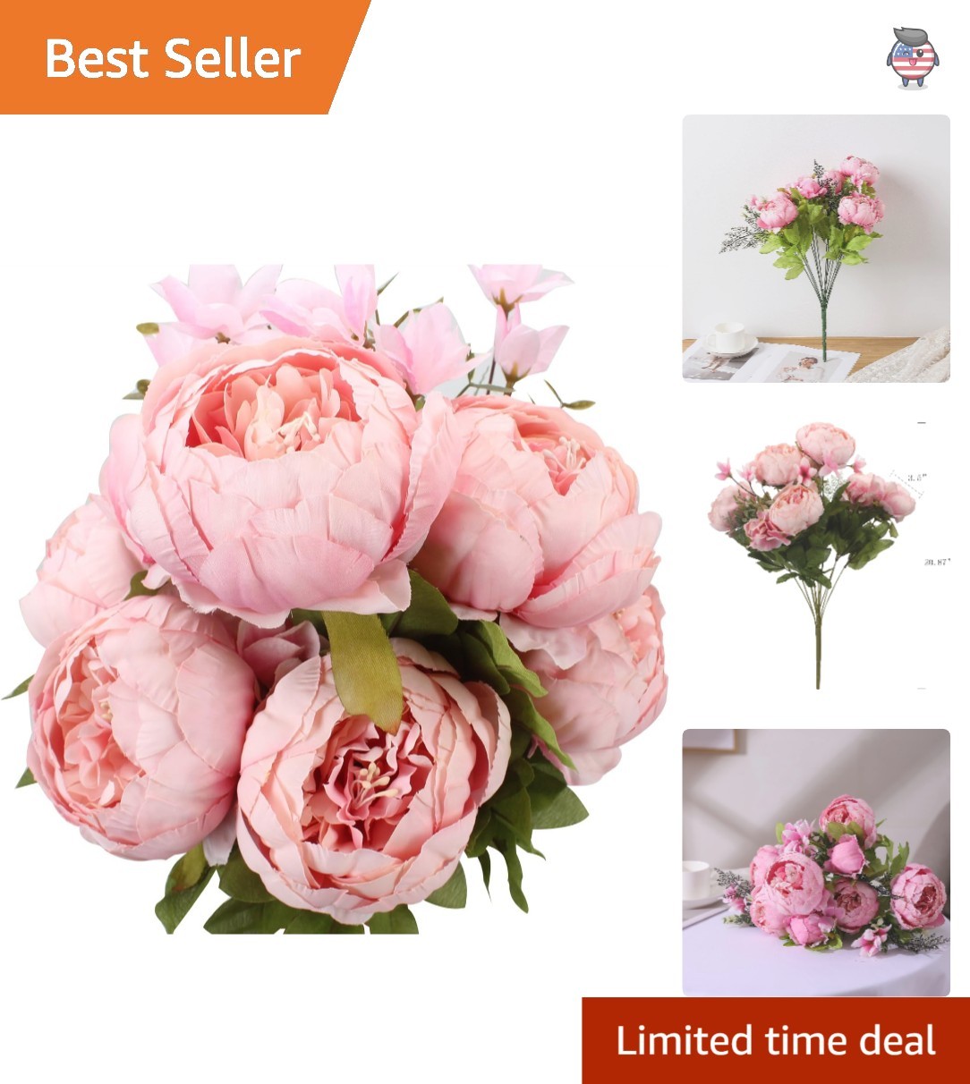 Beautiful Spring Light Pink Faux Silk Peony – Perfect for Home and Wedding Decor