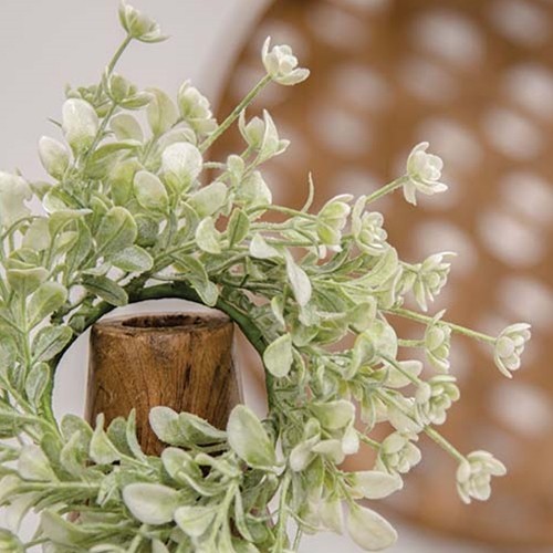 New Farmhouse Dusty Green BUDS CANDLE RING Chic 2.5″ x 7″ Cottage Chic Shabby