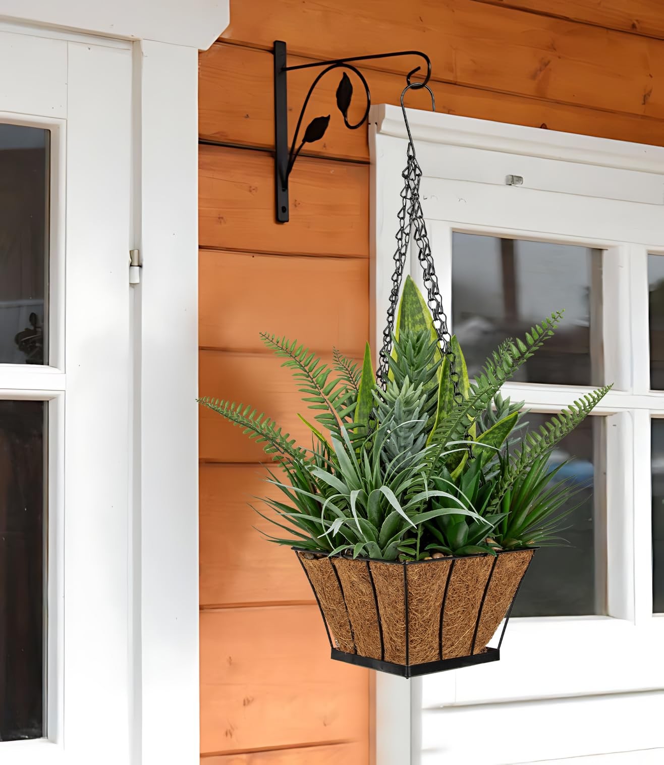 DILATATA Artificial Hanging Plants Basket, Faux Snake Plants Fern Succulent M…