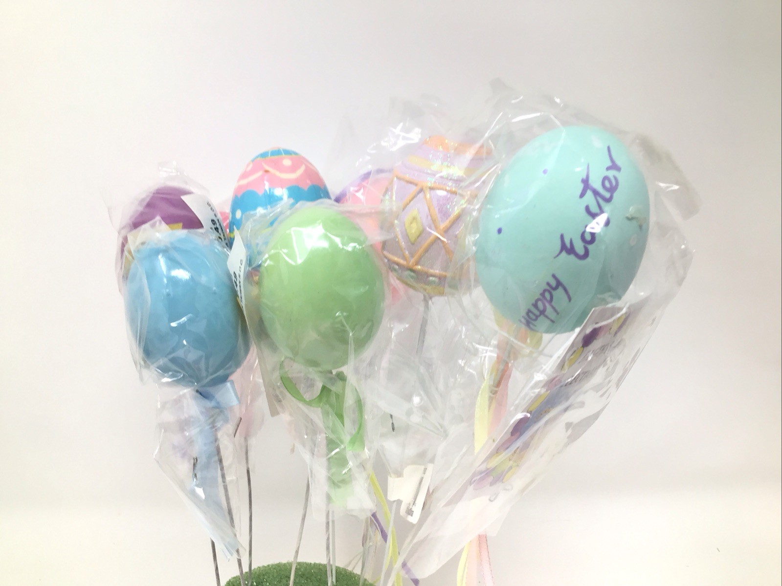 Lot of 9 Easter Egg Floral Picks Plastic Painted 4-8” & 5-8.5” Picks NOS Vintage
