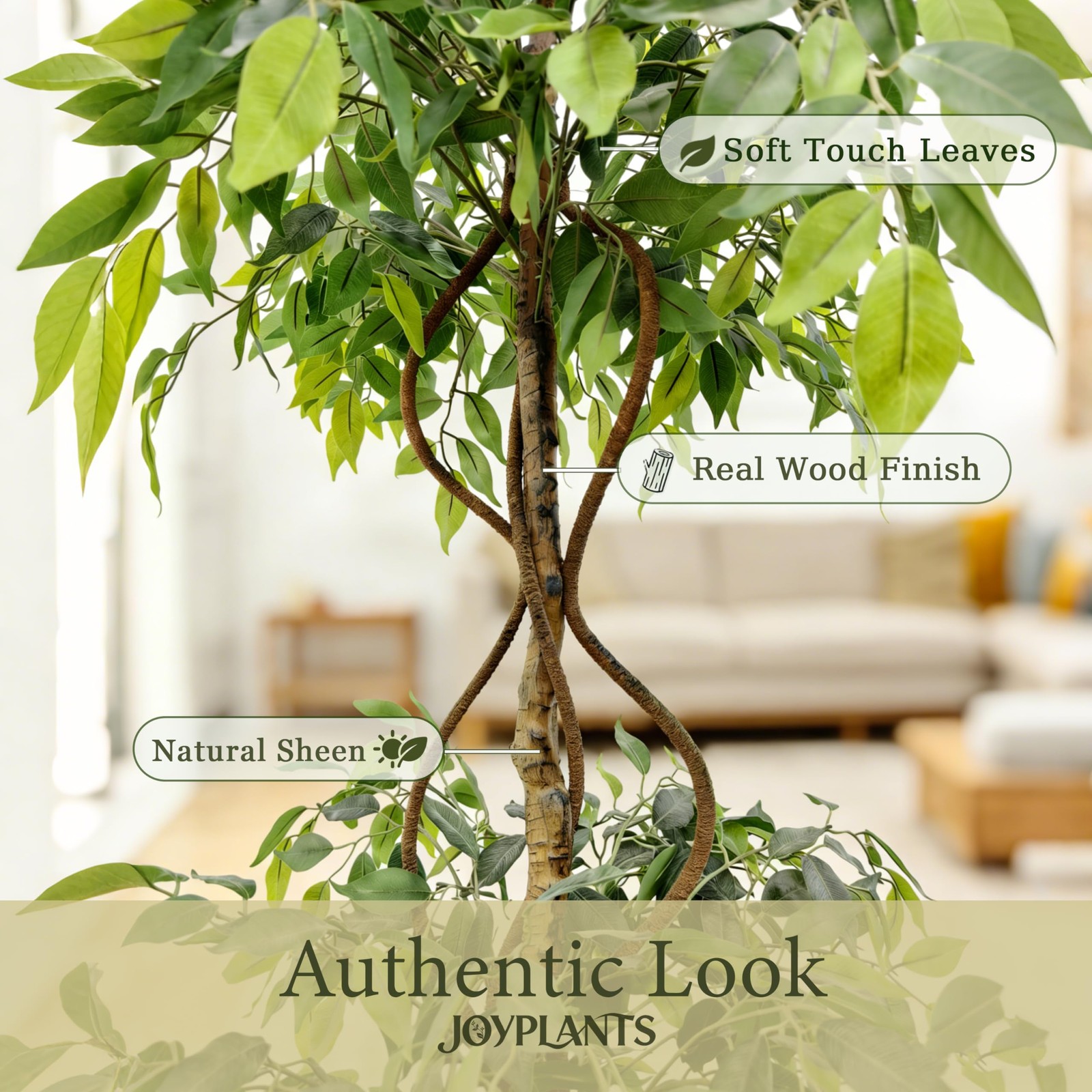 7FT Artificial Ficus Tree with White Planter, Lush Faux Ficus Tree with Adjus…