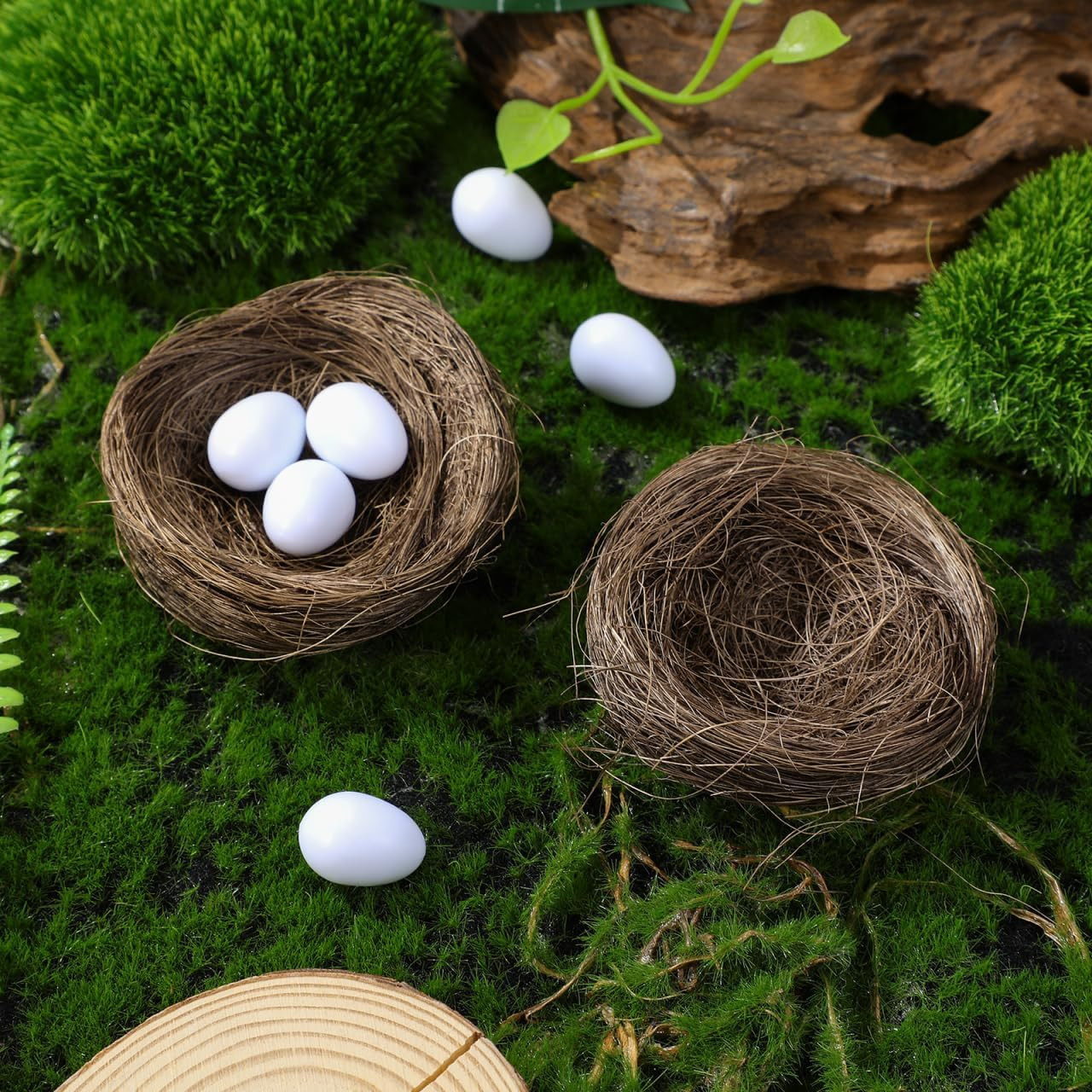 16Pcs Simulated Bird Nest Mini Artificial Bird Nest Fake Ornament for Christmas