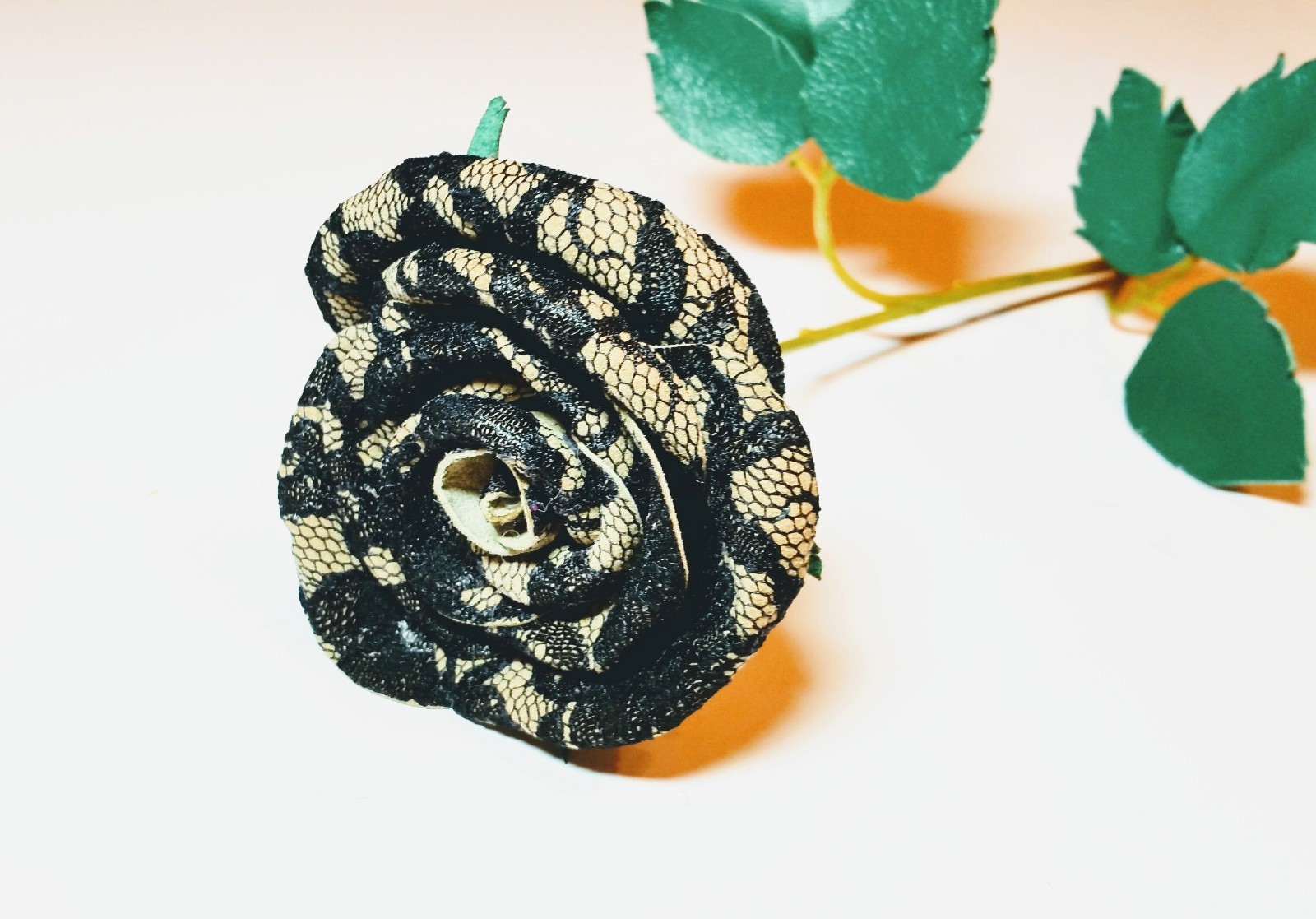 Leather Anniversary Gift pin RoseThird Wedding Anniversary Long Stem flower