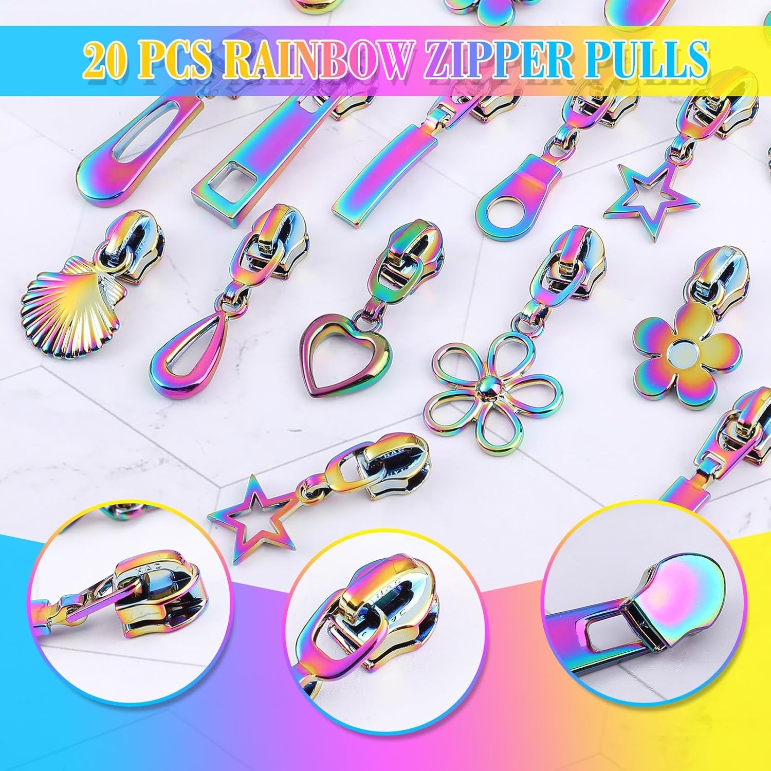 #5 Rainbow Zipper Tape by the Yard 10 Yards Rainbow Teeth Nylon Zipper with 20 P