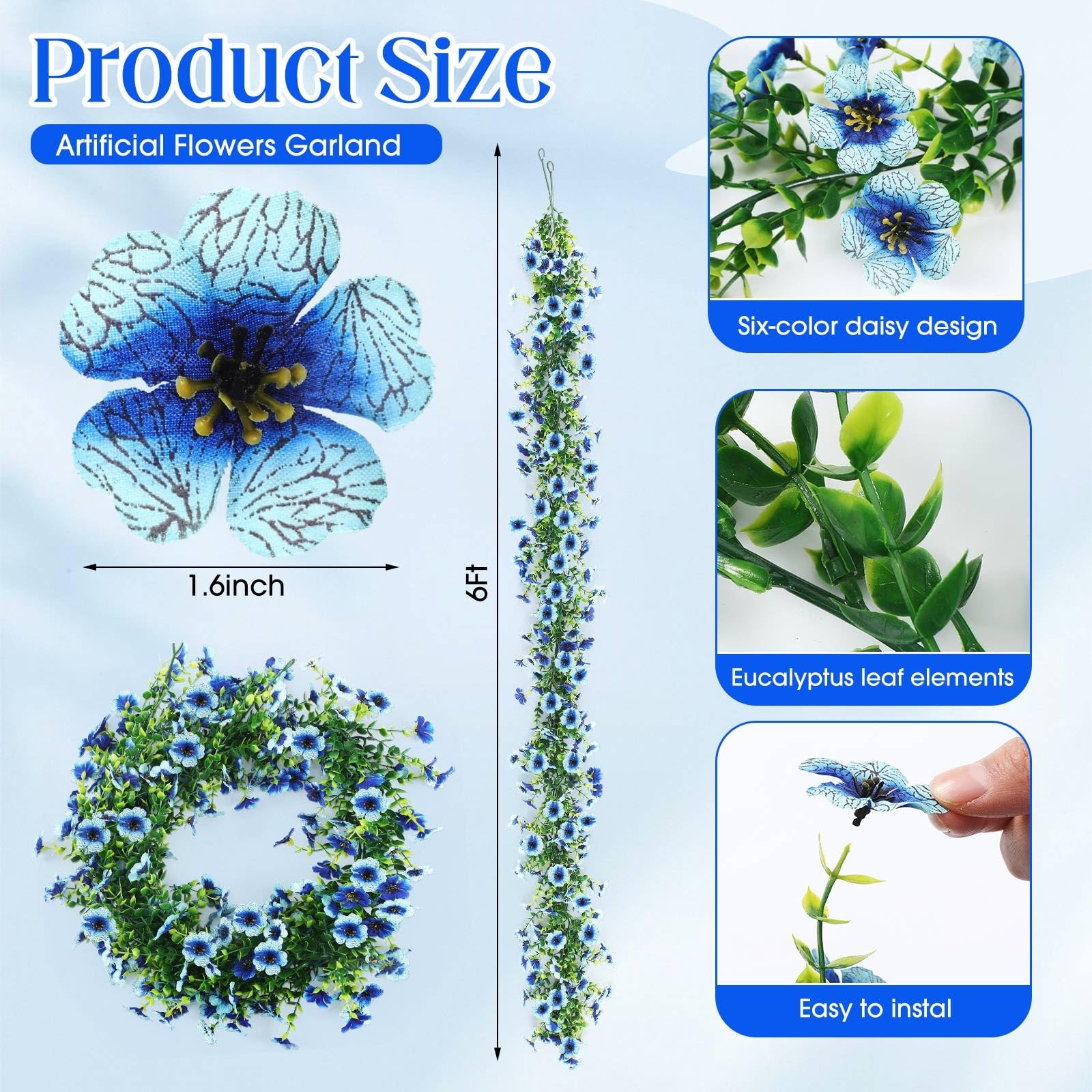 2 Pcs 6 ft Artificial Flowers Wisteria Garland Fake Hanging Wisteria Flowers …