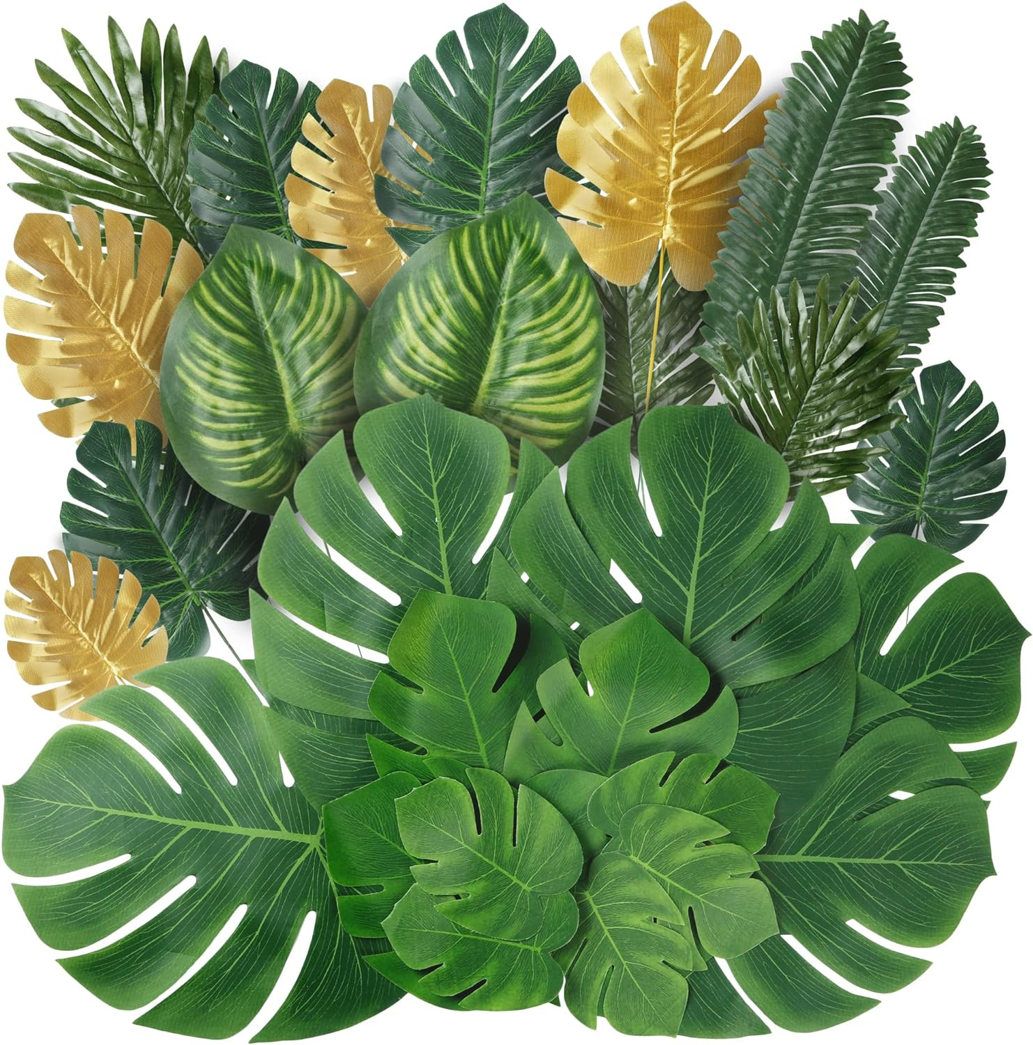 82 Pcs Tropical Palm Leaves Monstera for Hawaiian Luau Party Beach Wedding Decor