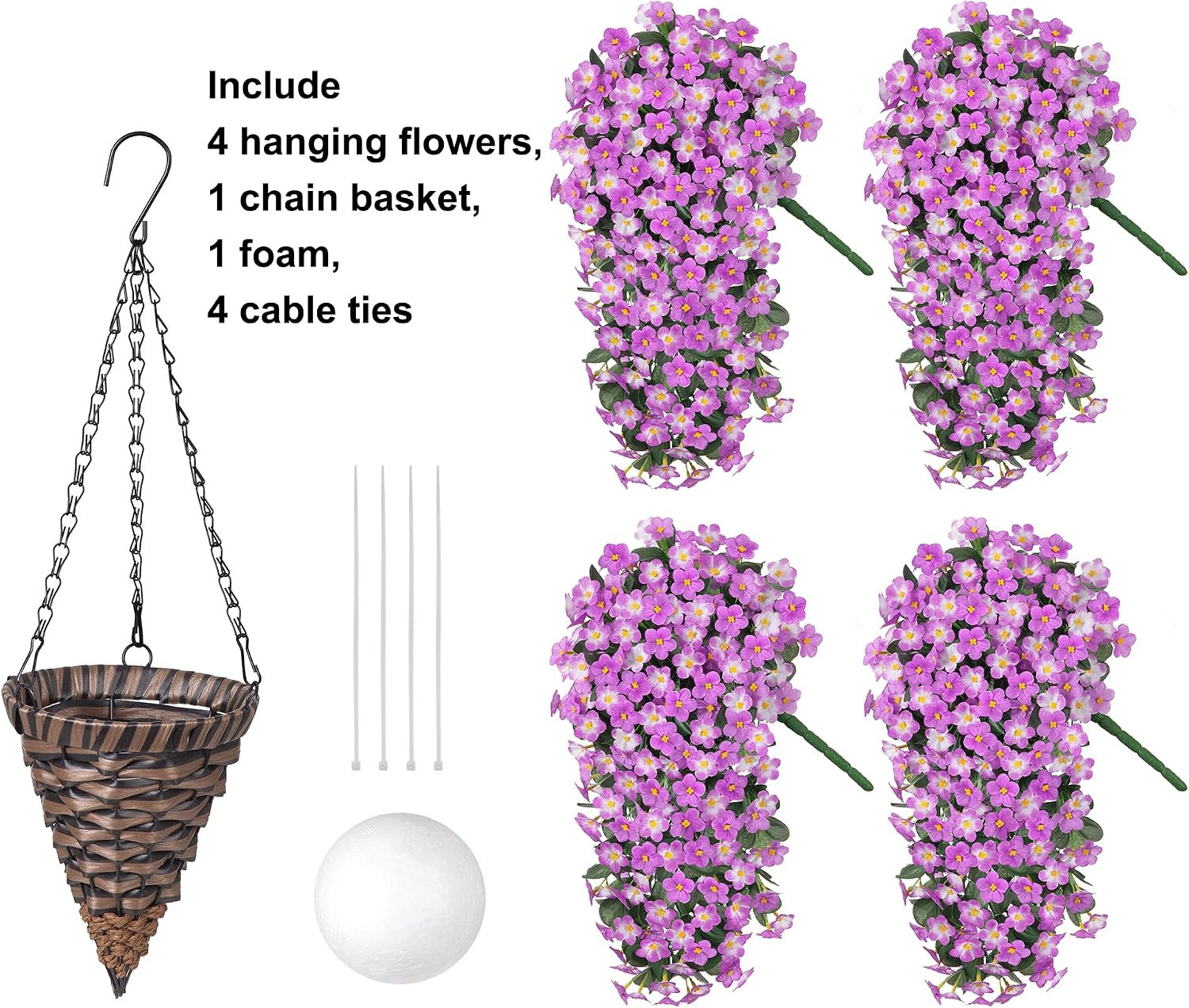 Artificial Fake Hanging Flowers with Basket for Outdoor Decoration,Uv Resistant