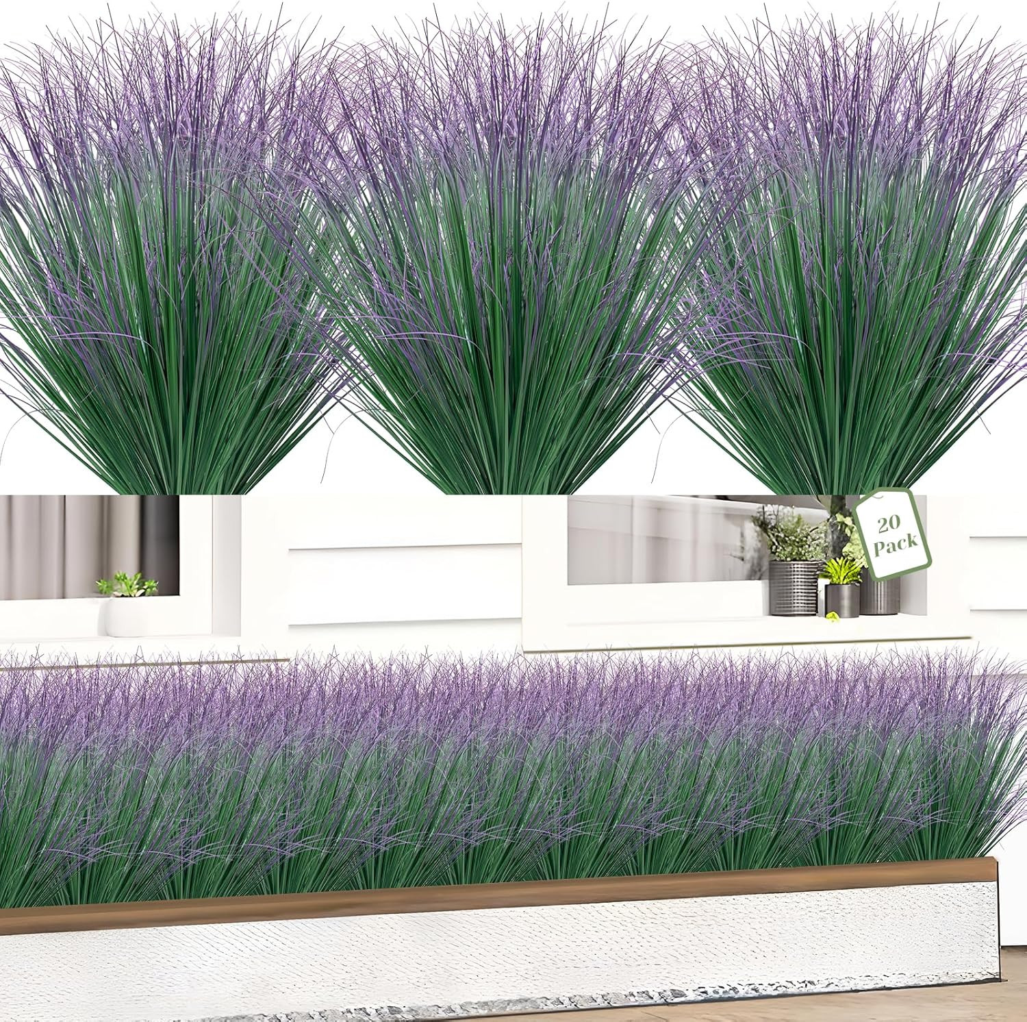 Plantas Artificiales Exterior 20pcs Hierba Falsa Resistente UV Decoracion Jardín