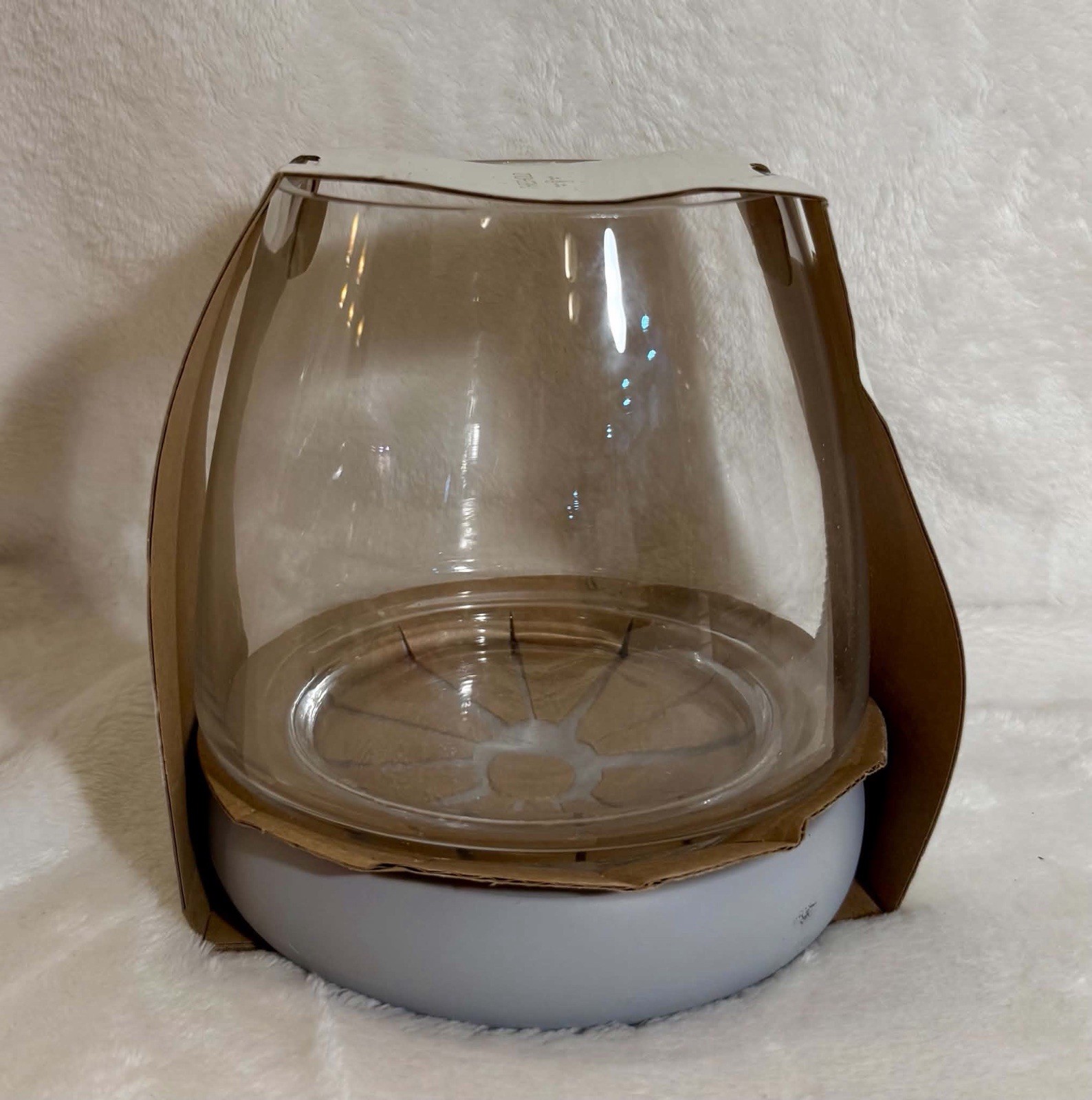 Threshold Round Glass Terrarium w/ Cement Base Indoor Outdoor 5.75″ New