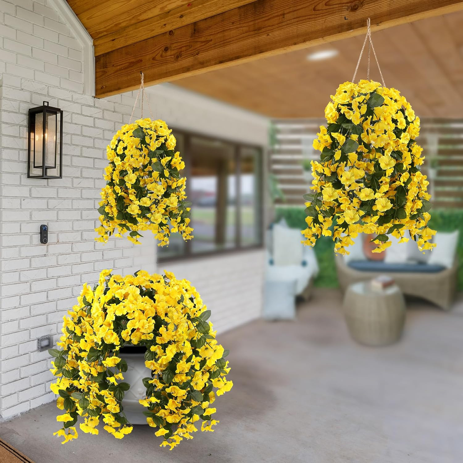 Sggvecsy Artificial Fake Hanging Flowers Plants for Outdoor outside Spring Summe