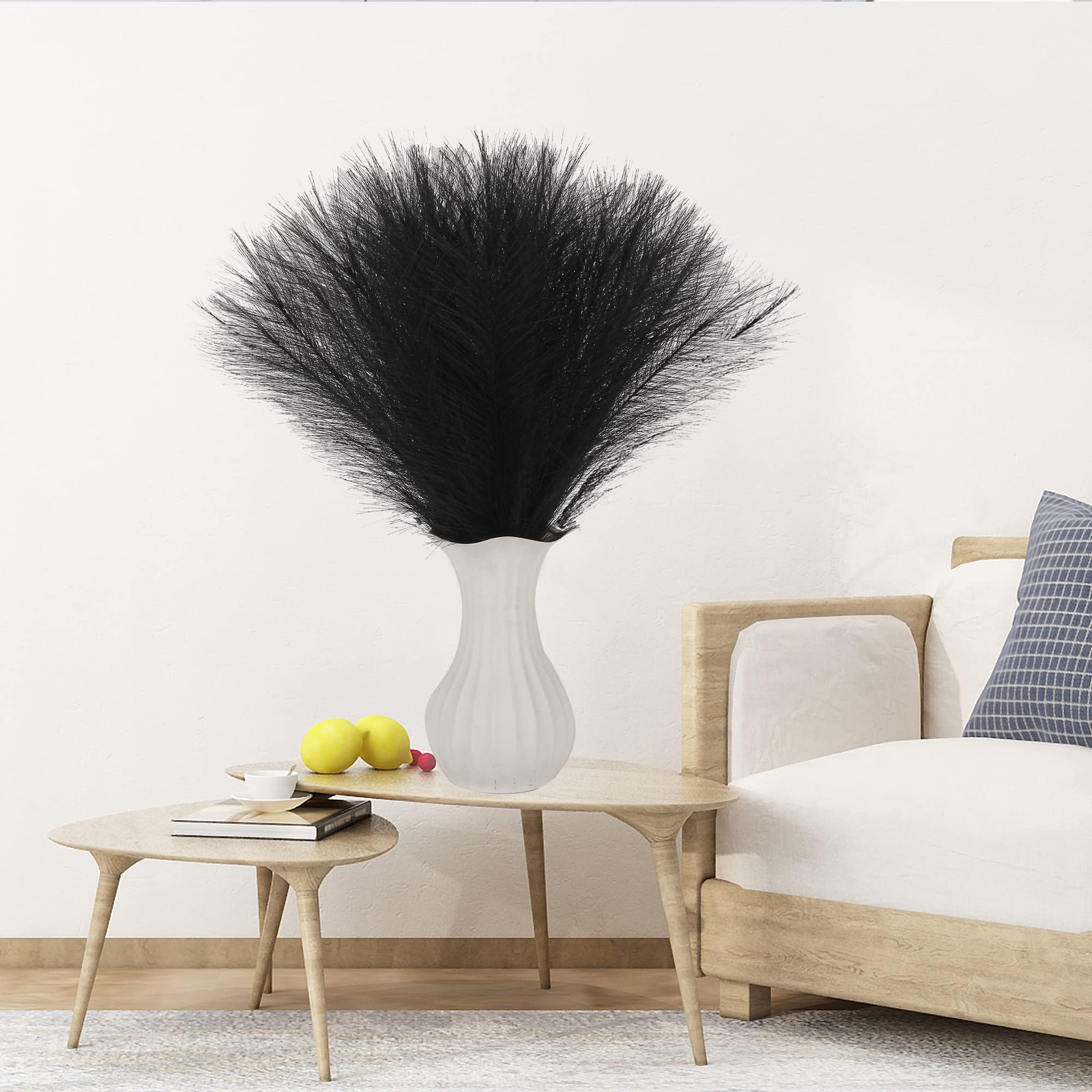 Black Pampas Grass Small, 30 Pcs 17″ Faux Pampas Grass Short Decor, Pompas Gr…