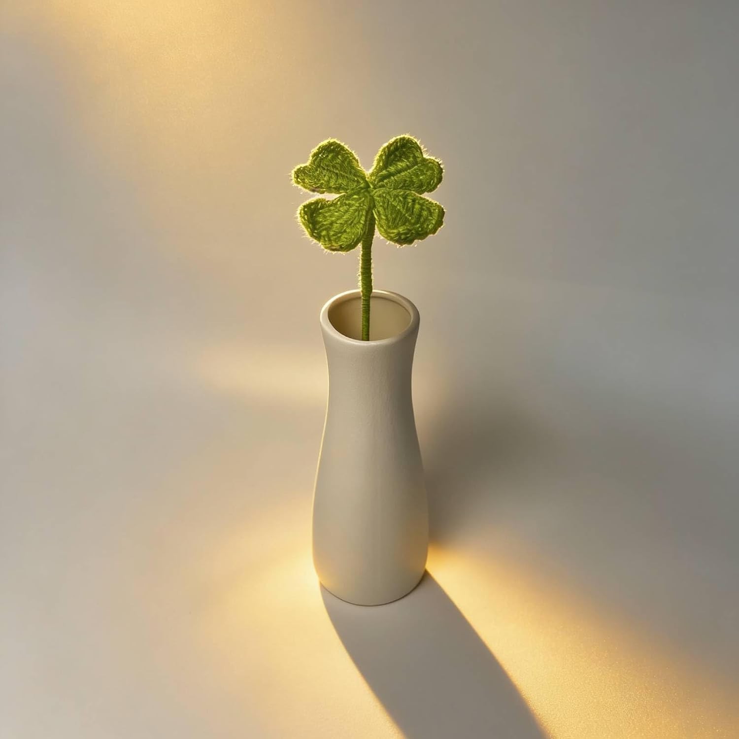 5Pcs Handmade Crochet Four Leaf Clover Bendable Non-Wilt Lucky Decor | Handcr…