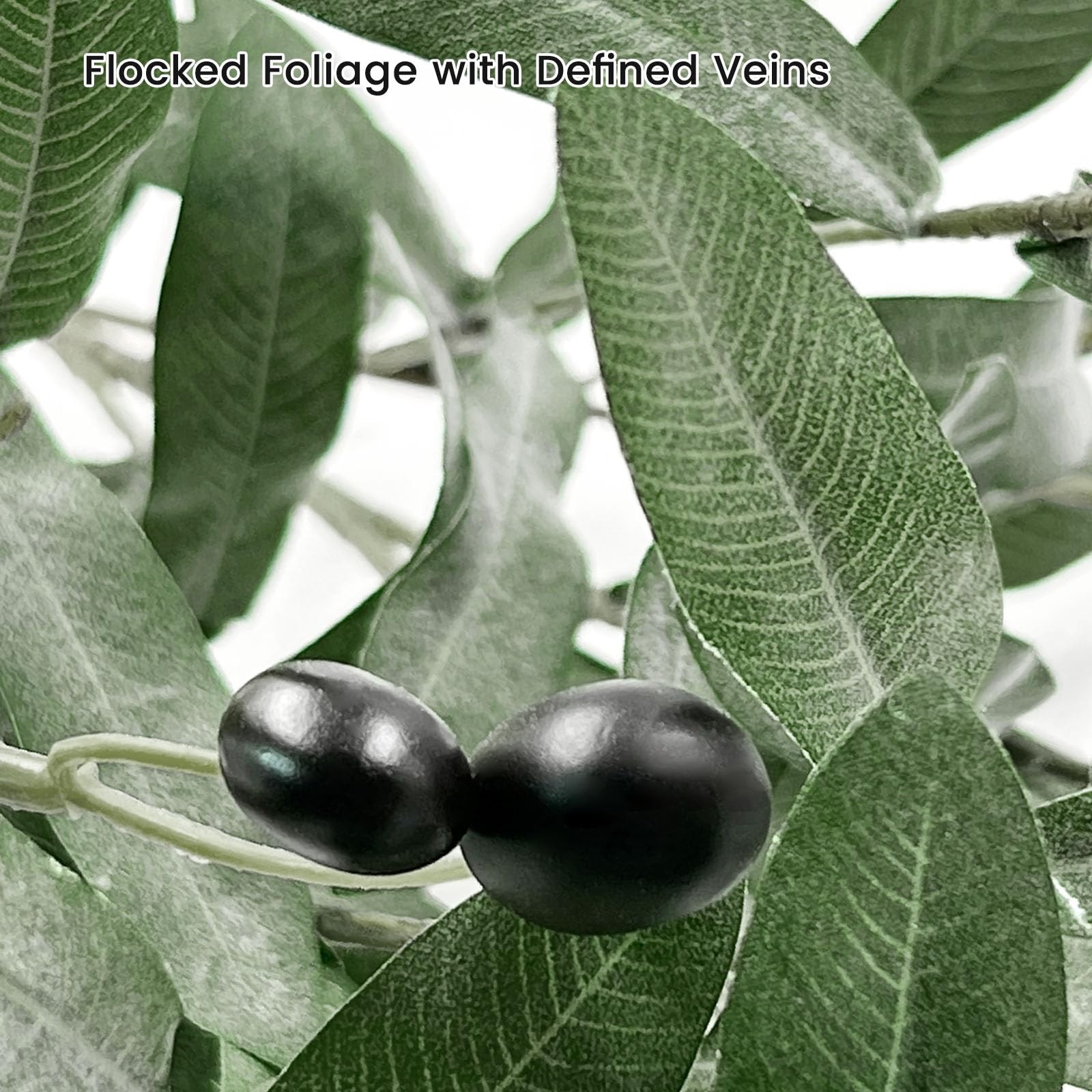 4 Pack 41.3in Faux Olive Branches with Flocked Realistic Leaves,Large Tall Ar…